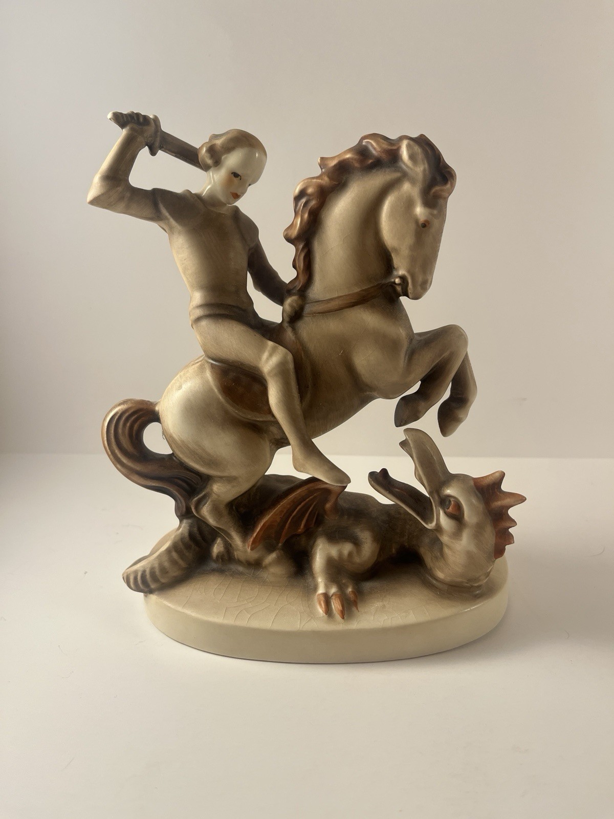 Goebel Hummel #55 St. George and the Dragon Figurine TMK-6 W. Germany 7″