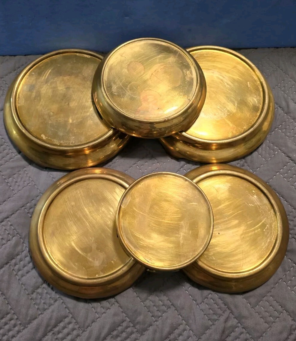 Brass Round Display Stands Footed Lot Of 6 made in China
