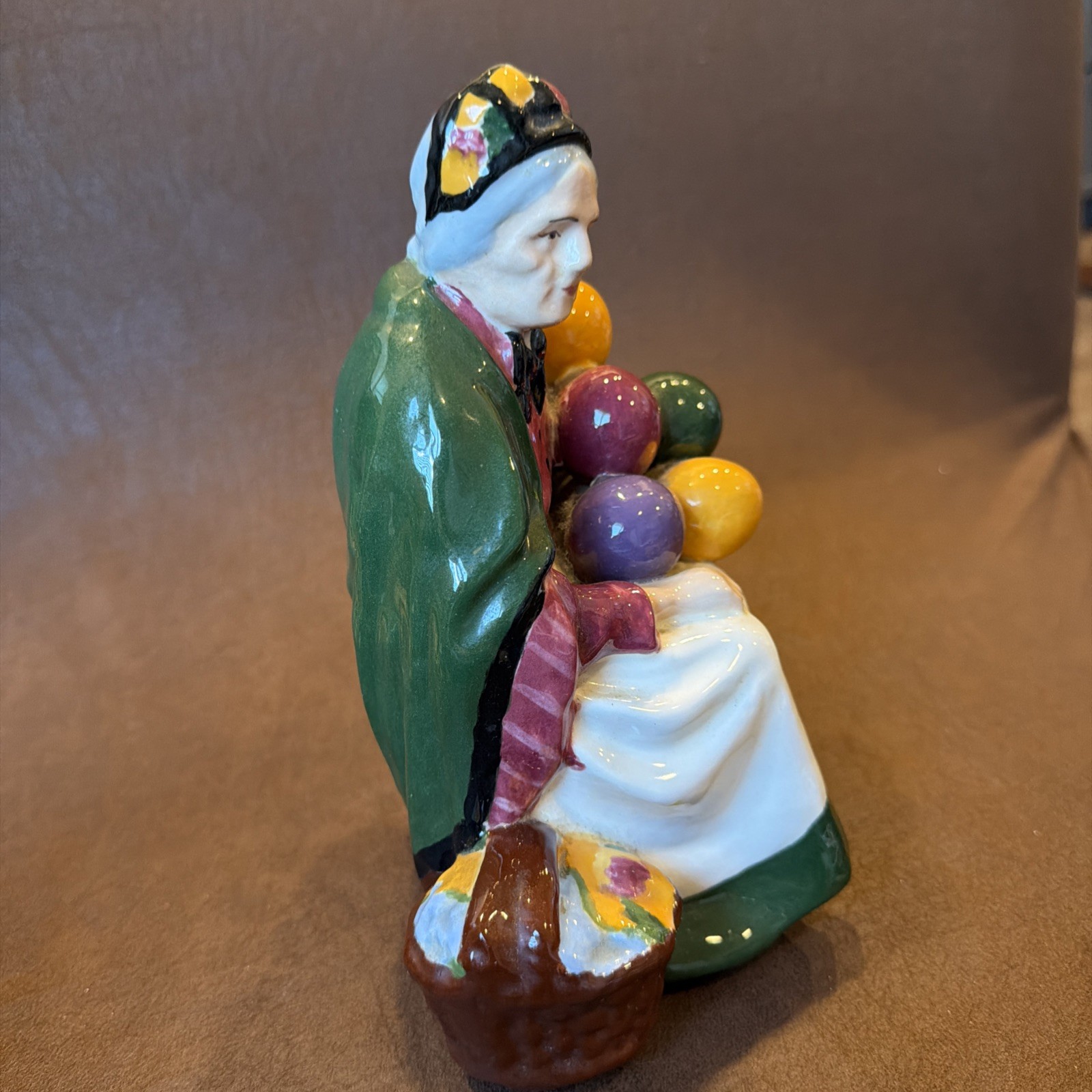 Balloon Seller Figurine Hand Painted Ceramic Folk Art RG Colorful Balloons