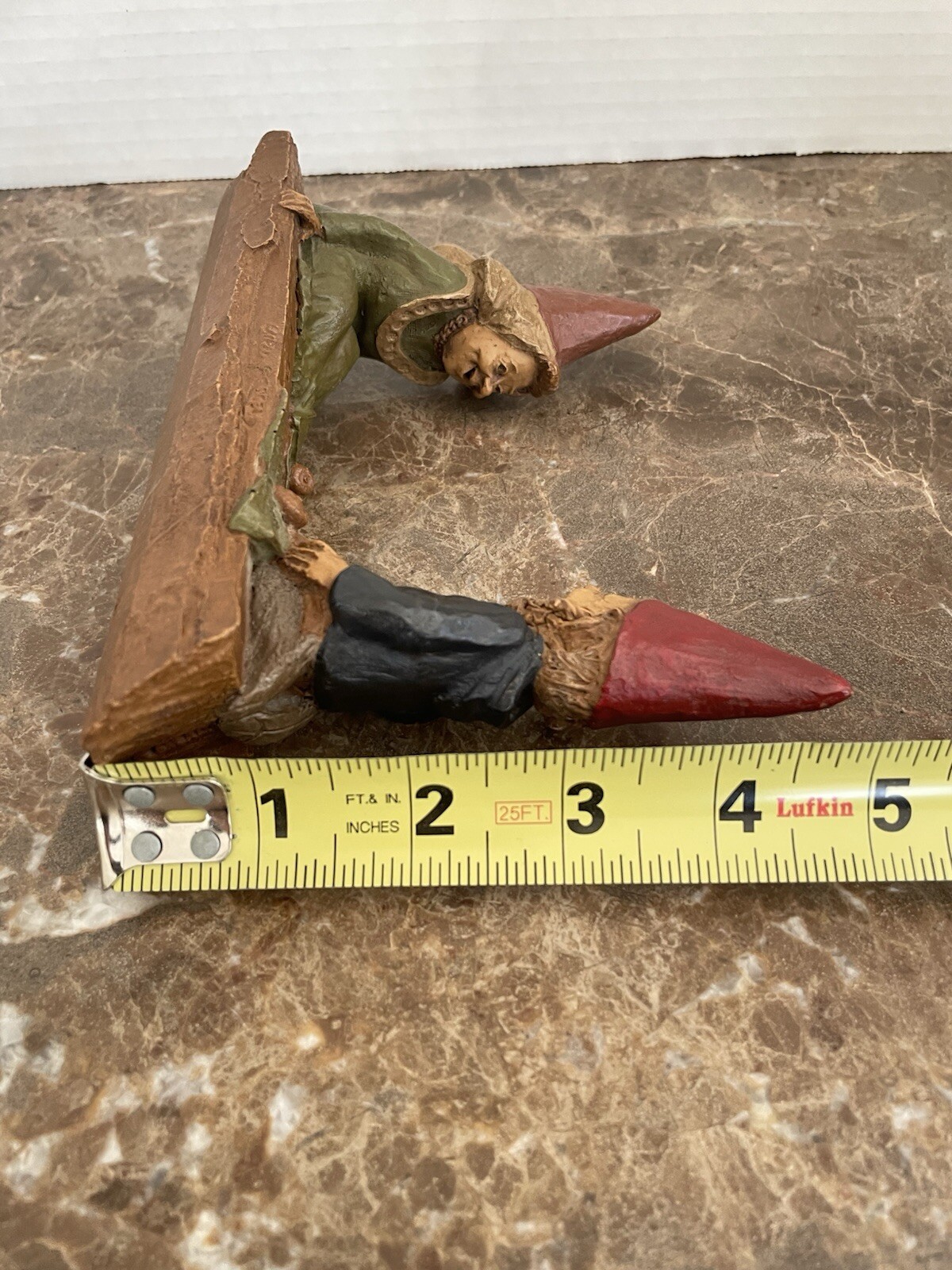 Vtg Gnomes In Canoe Tom Clark Figurine Topsy Turvy Signed Resin 6.5” NO BASE