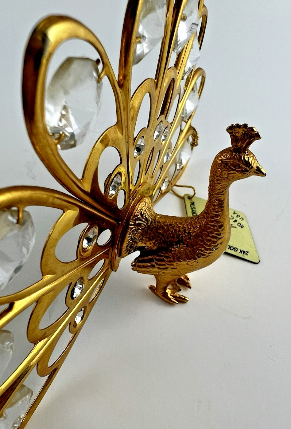 Peacock Figurine 24K Gold Plated Austrian Crystal KG & C