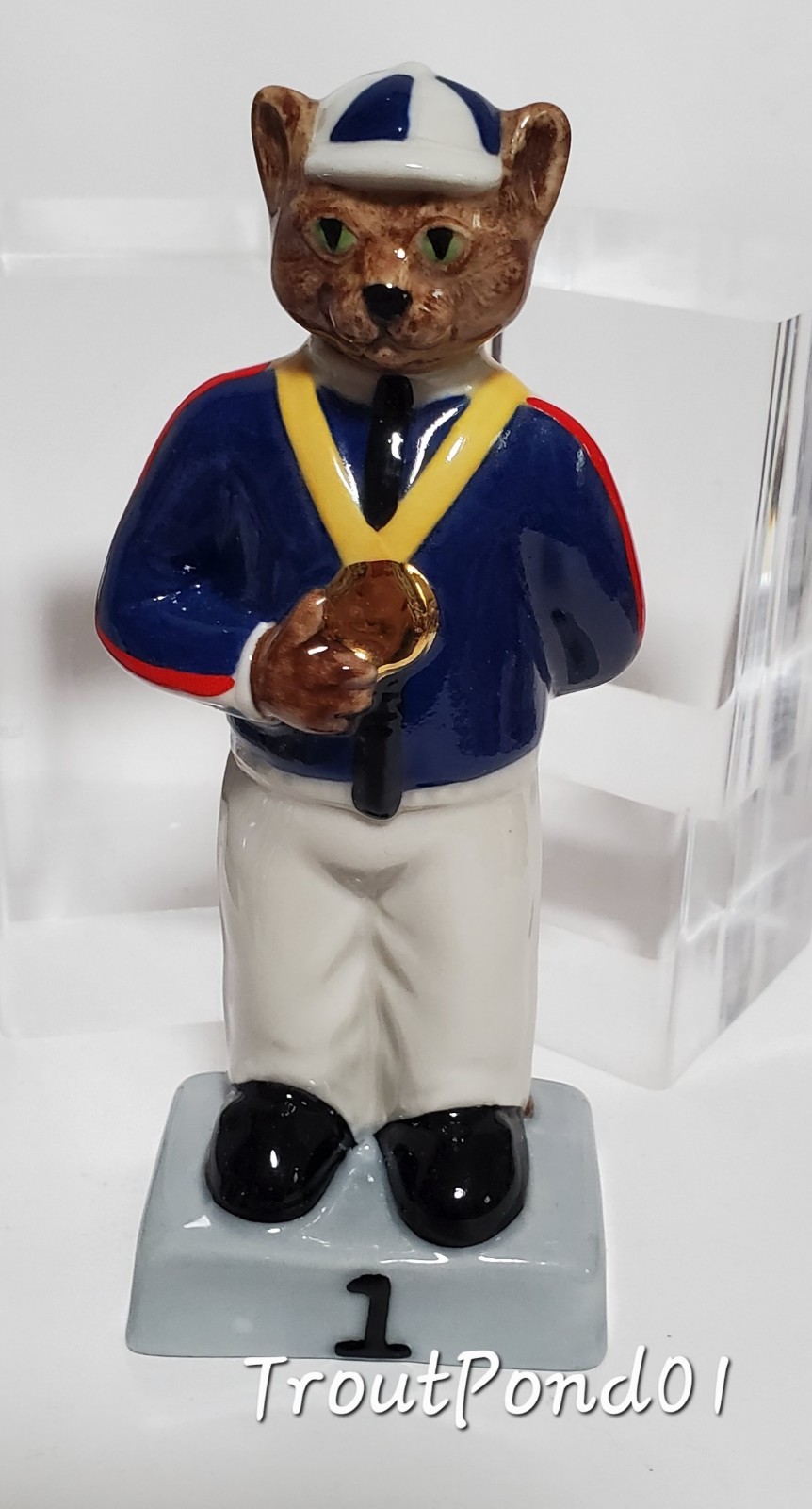 Wade Catkins British Olympics 2000 LE 100 Lg Blow-Up 5 In Porcelain Cat Figurine