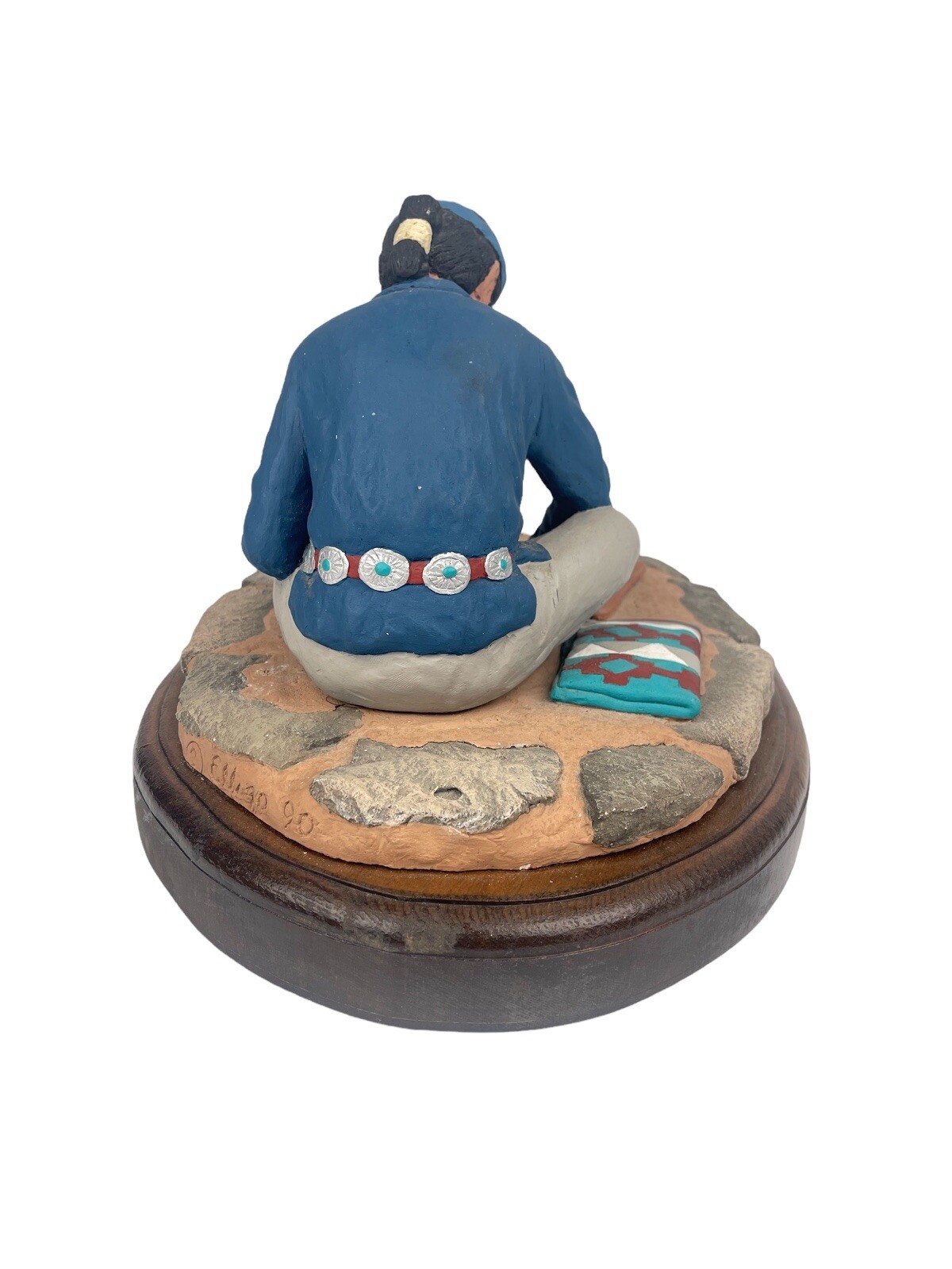 Vintage Santa Fe Navajo Folk Art Stone Clay Sculpture Figure Sand Painting