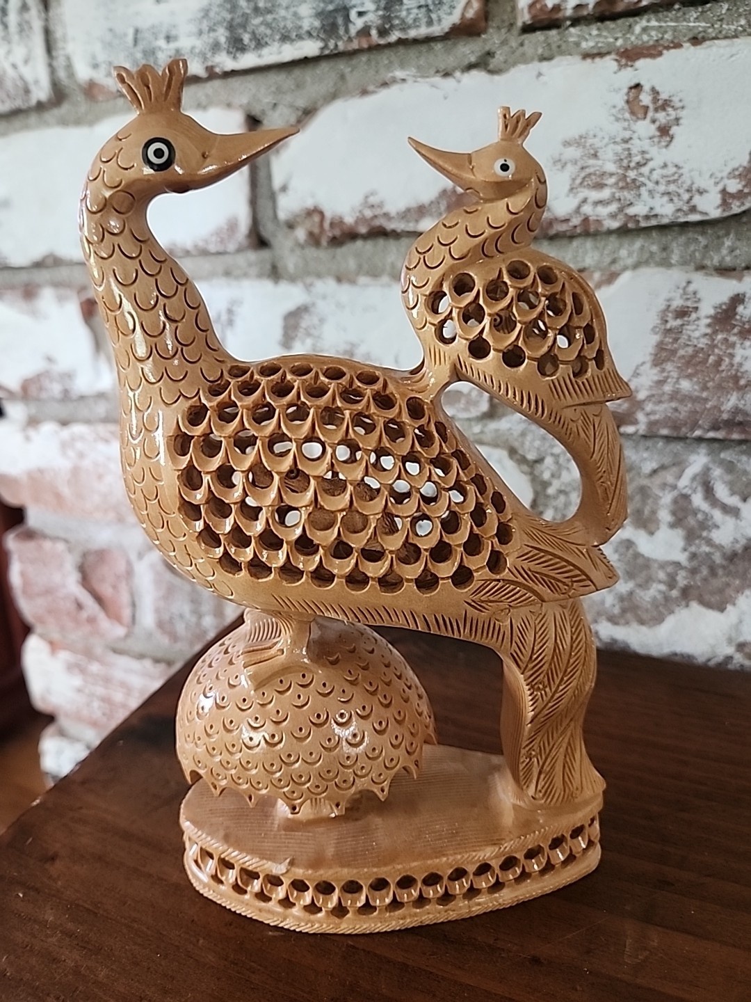 Handmade Peacock Freedom Wood Statuette (India)