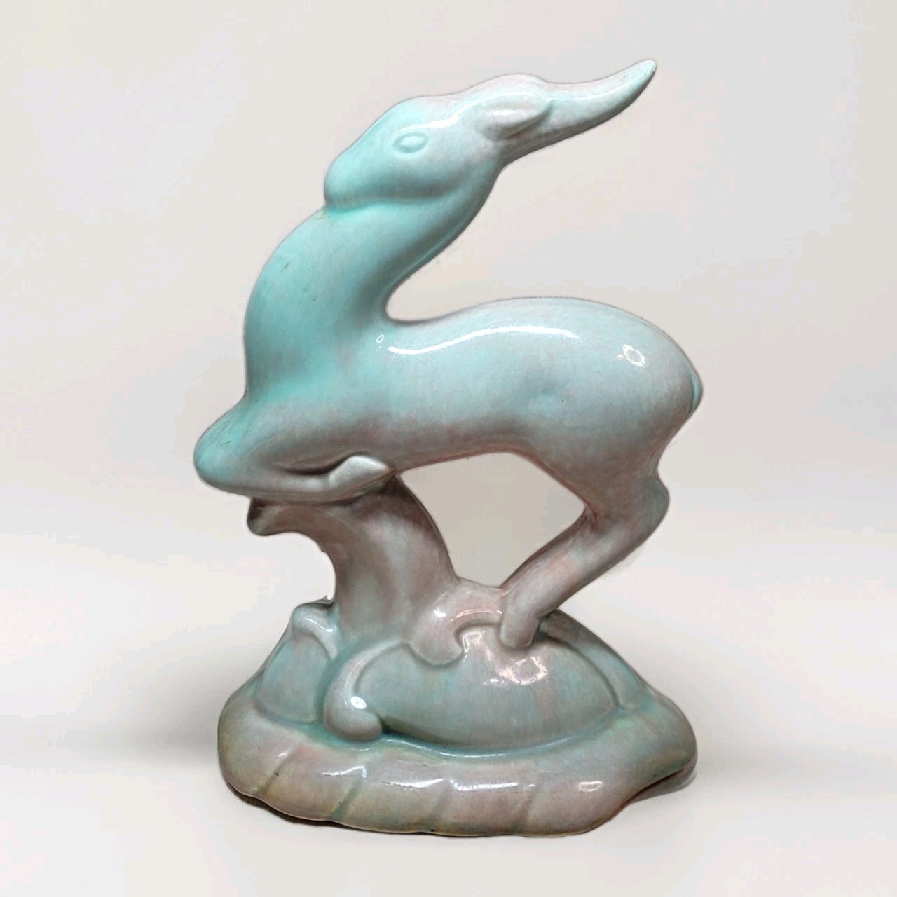 Vintage Royal Haeger Gazelle Antelope Figurine Aqua Turquoise MCM Pottery 8.25”