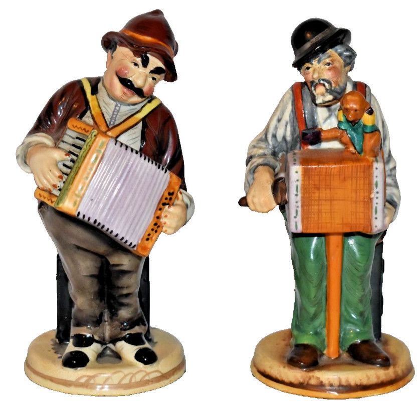 Tashiro Shoten Occupied Japan Figures Organ Grinder With Monkey Accordian Player