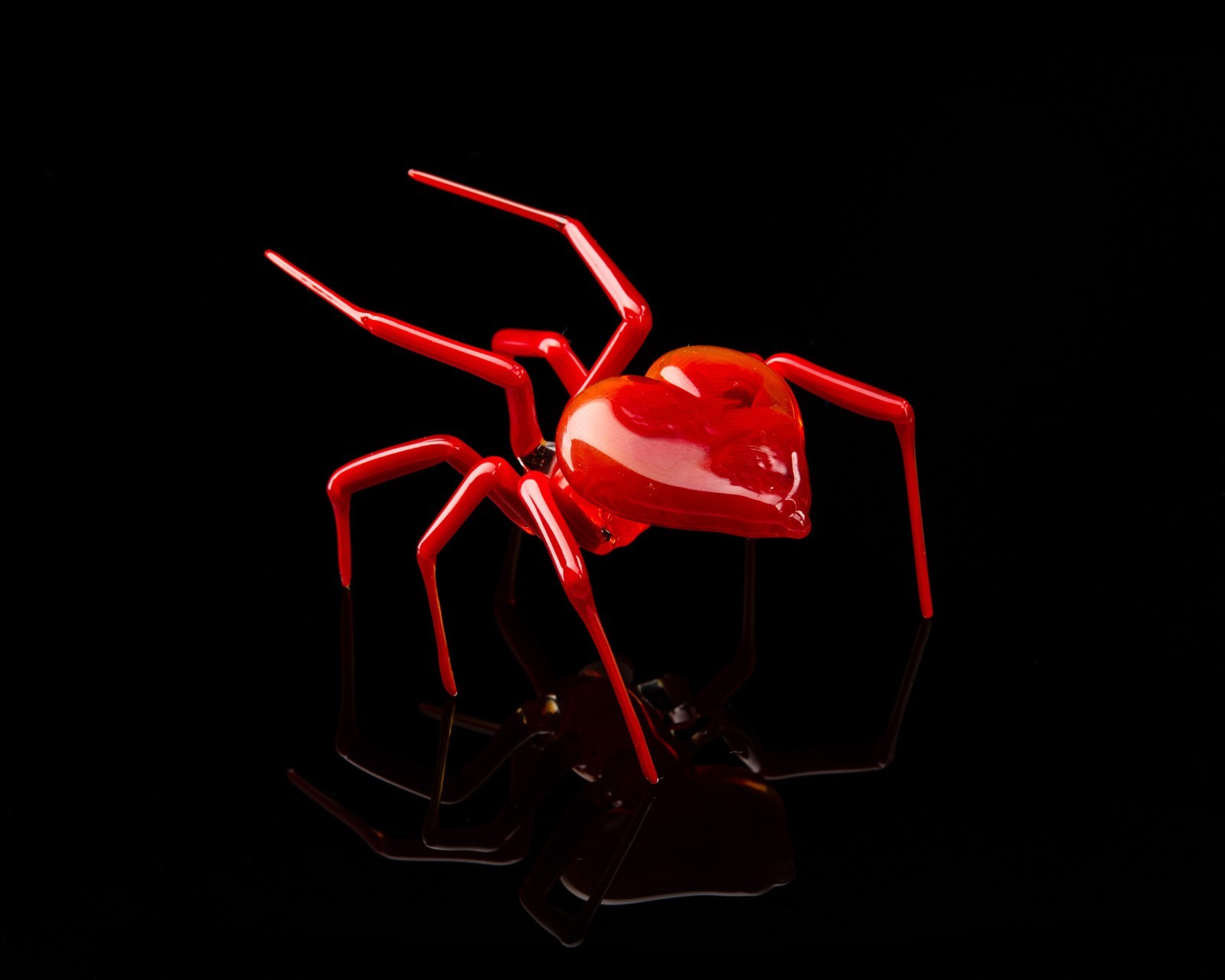 Deep Red Valentines Day Heart Spider White Red GLASS SPIDER lampwork Handcrafted