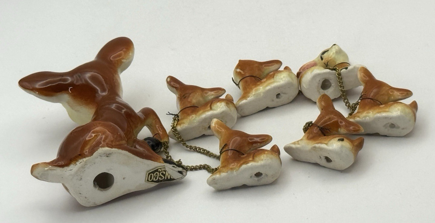 Sonsco Miniature DOE Deer & 6 FAWNS Figurines Japan Anthropomorphic – 2 Damage
