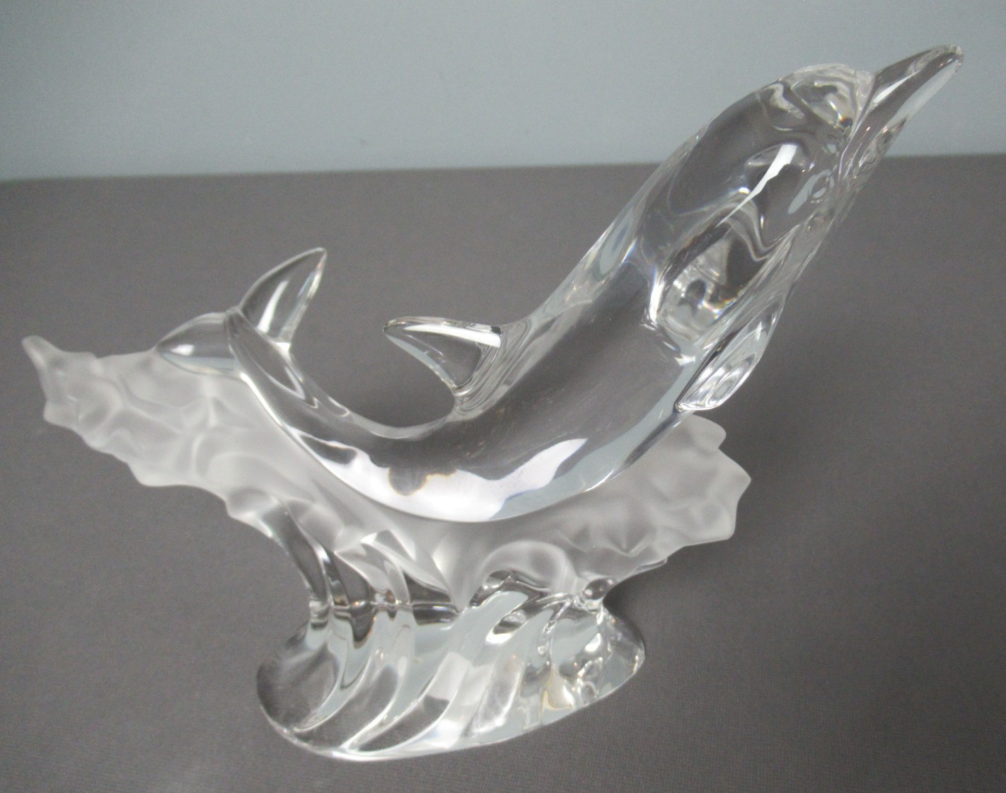 Lenox Fine Crystal Dolphin Figurine – Clear & Frosted 1995 Marked Germany e6 sb