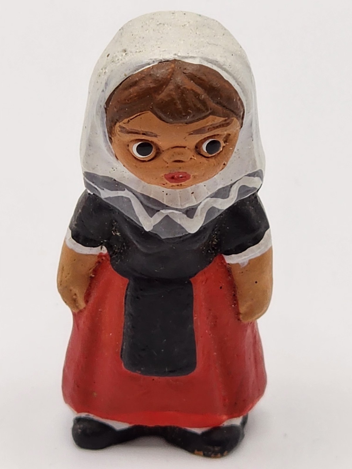 Clay Figurine Woman Traditional Dress People Theme Hand Painted