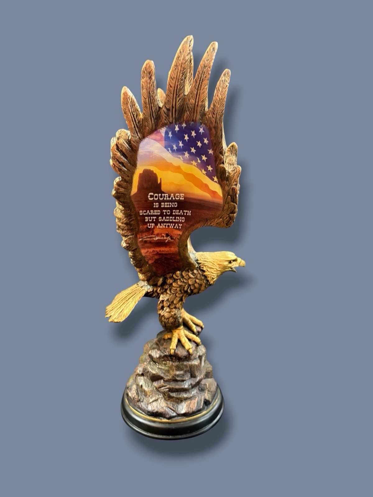 JOHN WAYNE American Hero COURAGE Eagle Bronze Color Sculpture Collection 2013