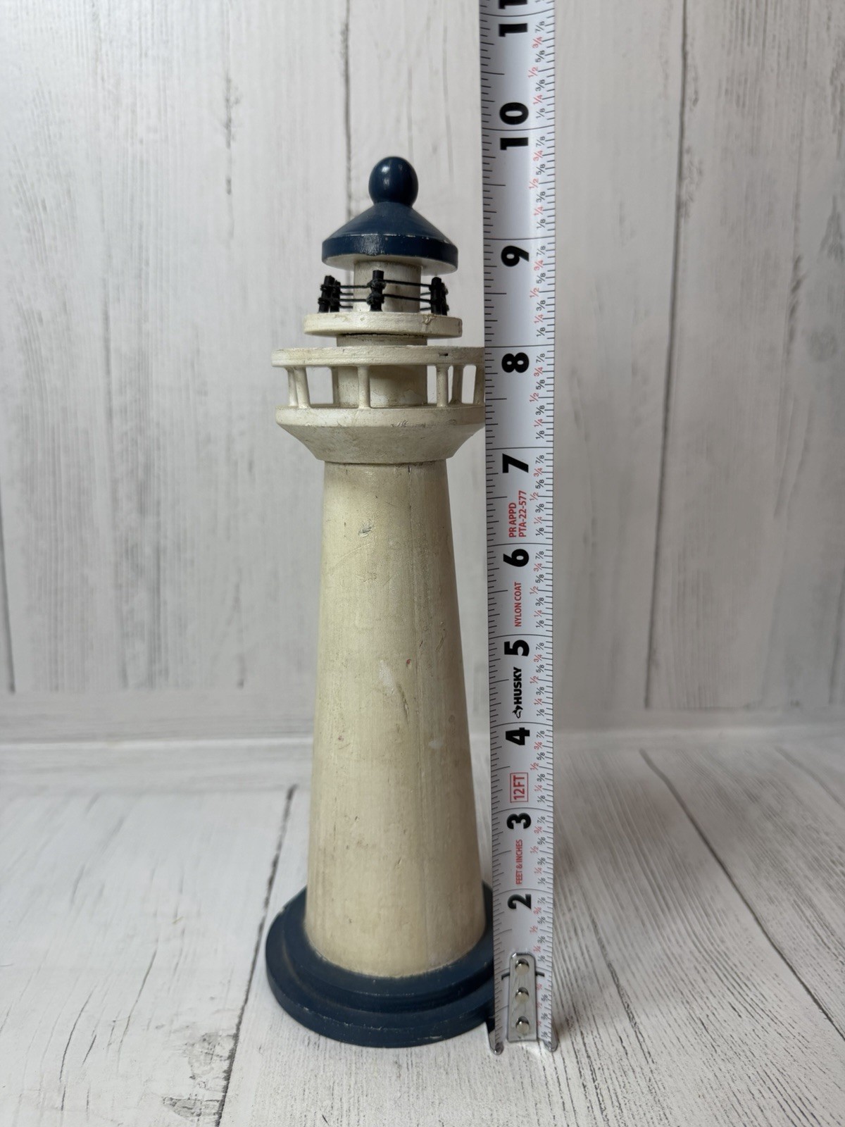 Wooden Lighthouse Figurine Nautical Coastal Decor Handcrafted Collectible