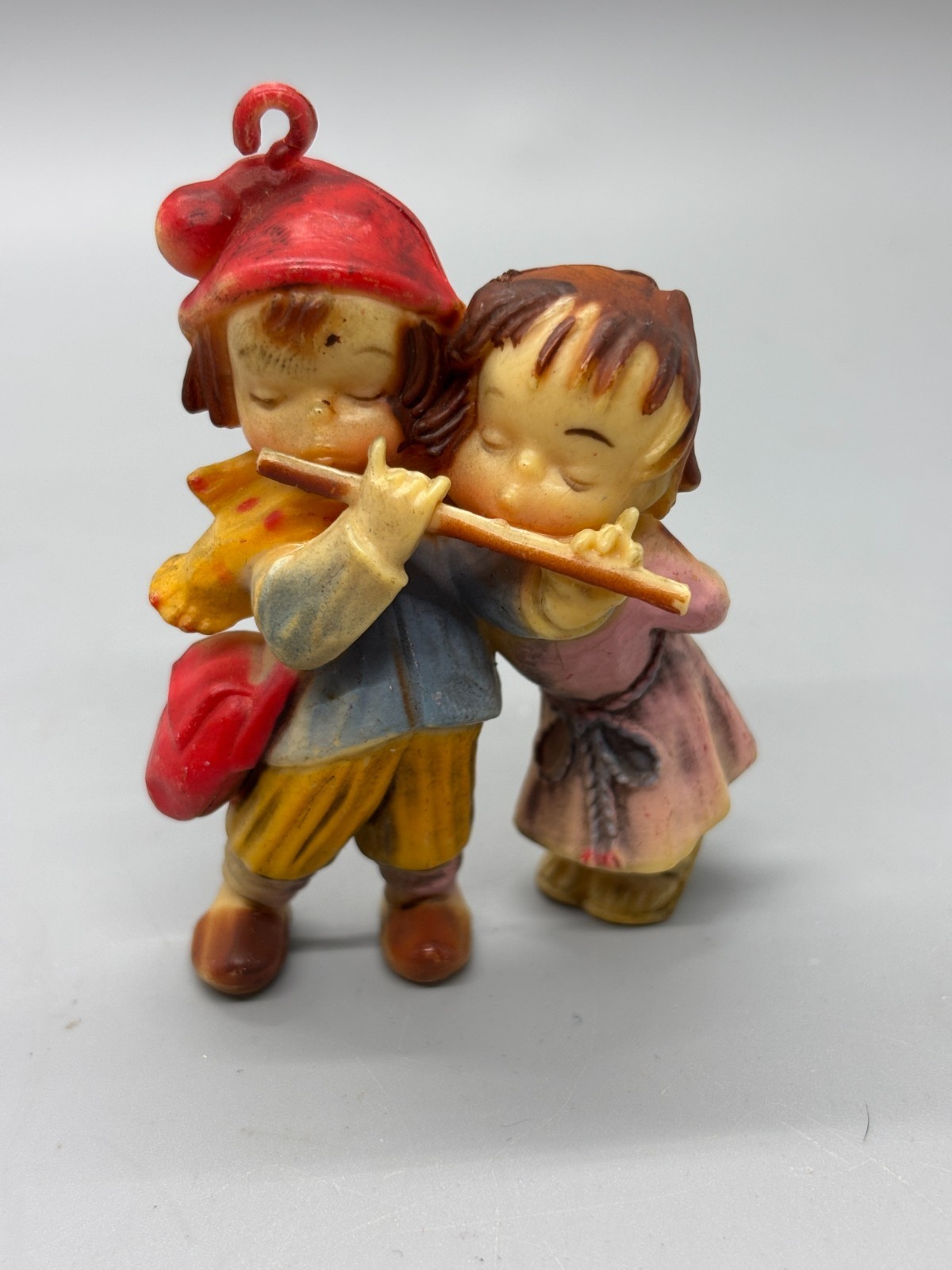 Vintage ANRI STYLE BOY GIRL FLUTE DUET Resin Figurine 3 X 2 INCH