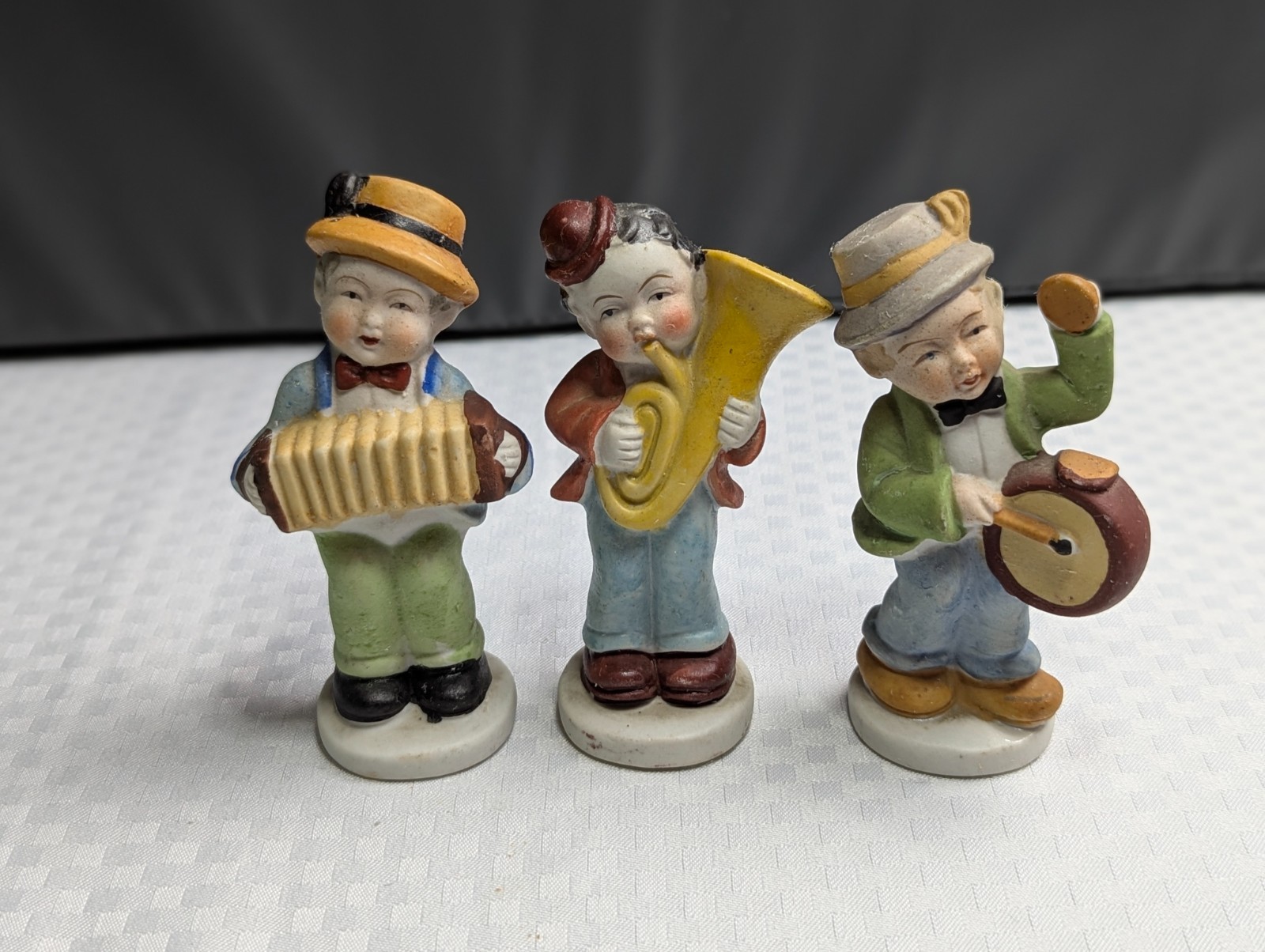 Vintage Lot of Three Men Playing Musical Instruments Figurine Occupied Japan