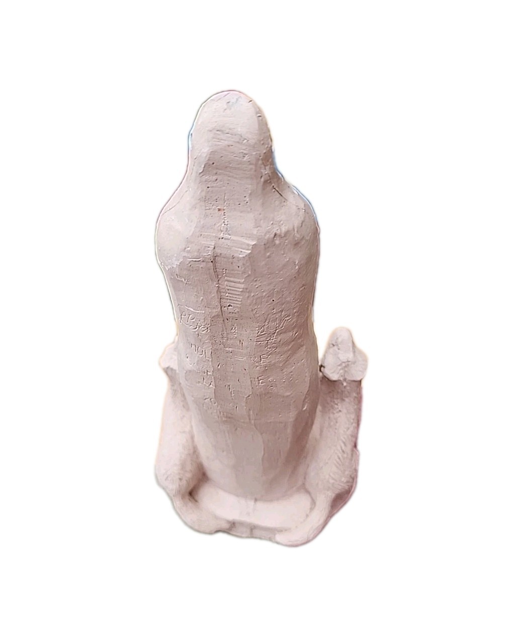 VTG Ethnic Tribal Wolf Mother Goddess W/a Cub Clay Art 10.5″ Figurine Statuette