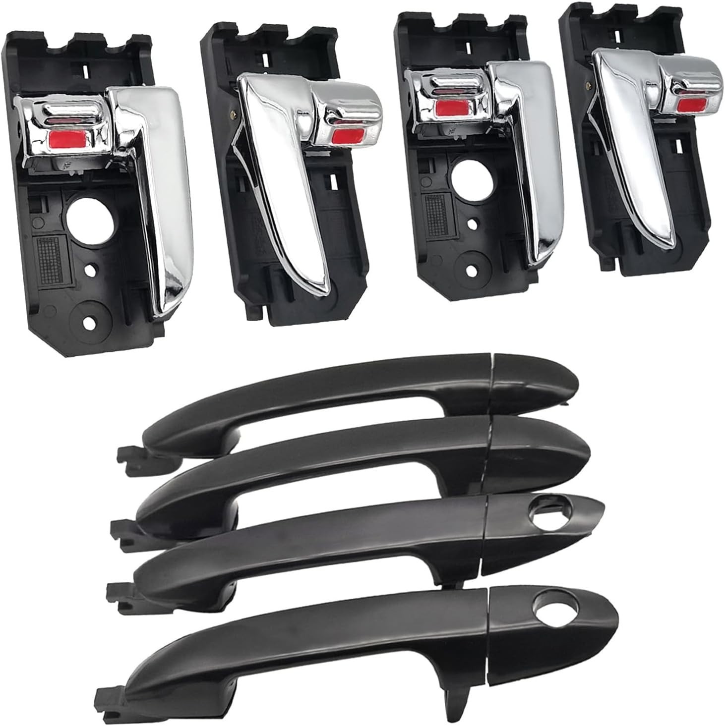 Set of 8 Interior & Exterior Door Handles Compatible with 2004-2009 Kia Spectra
