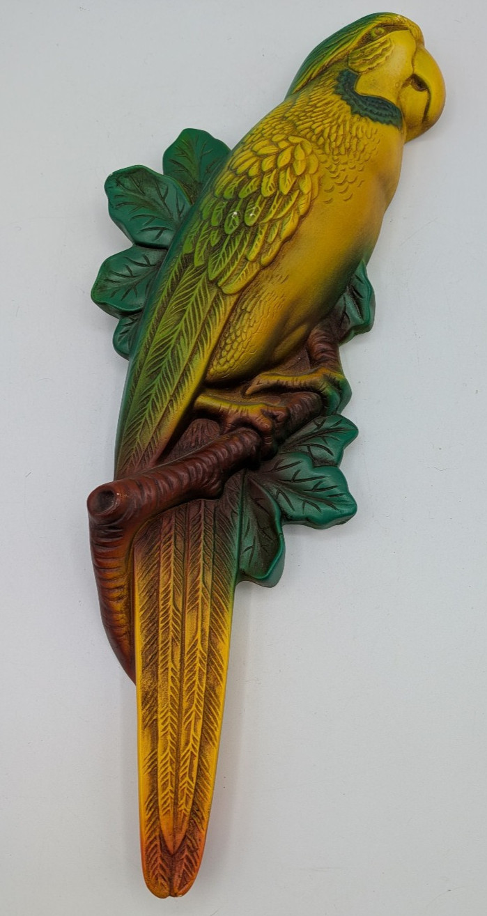 Vintage 1967 Miller Studio Inc Bird Parrot ChalkWare Tiki Bar Decor 14″ Midmod
