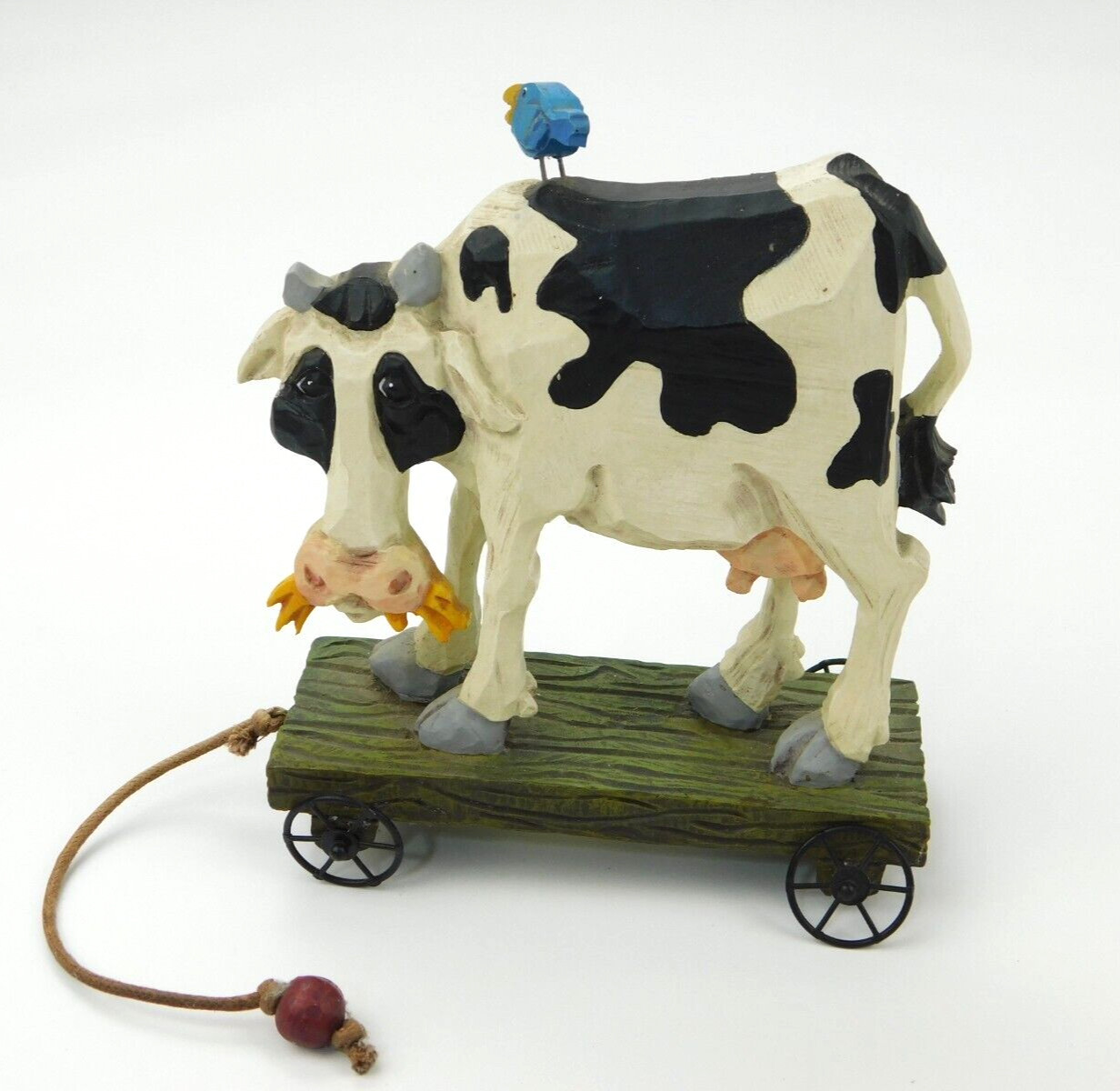 Vintage David Frykman On The Moo-ve Cow with Bird Figurine 6 1/2″ H x 5 1/2″ W
