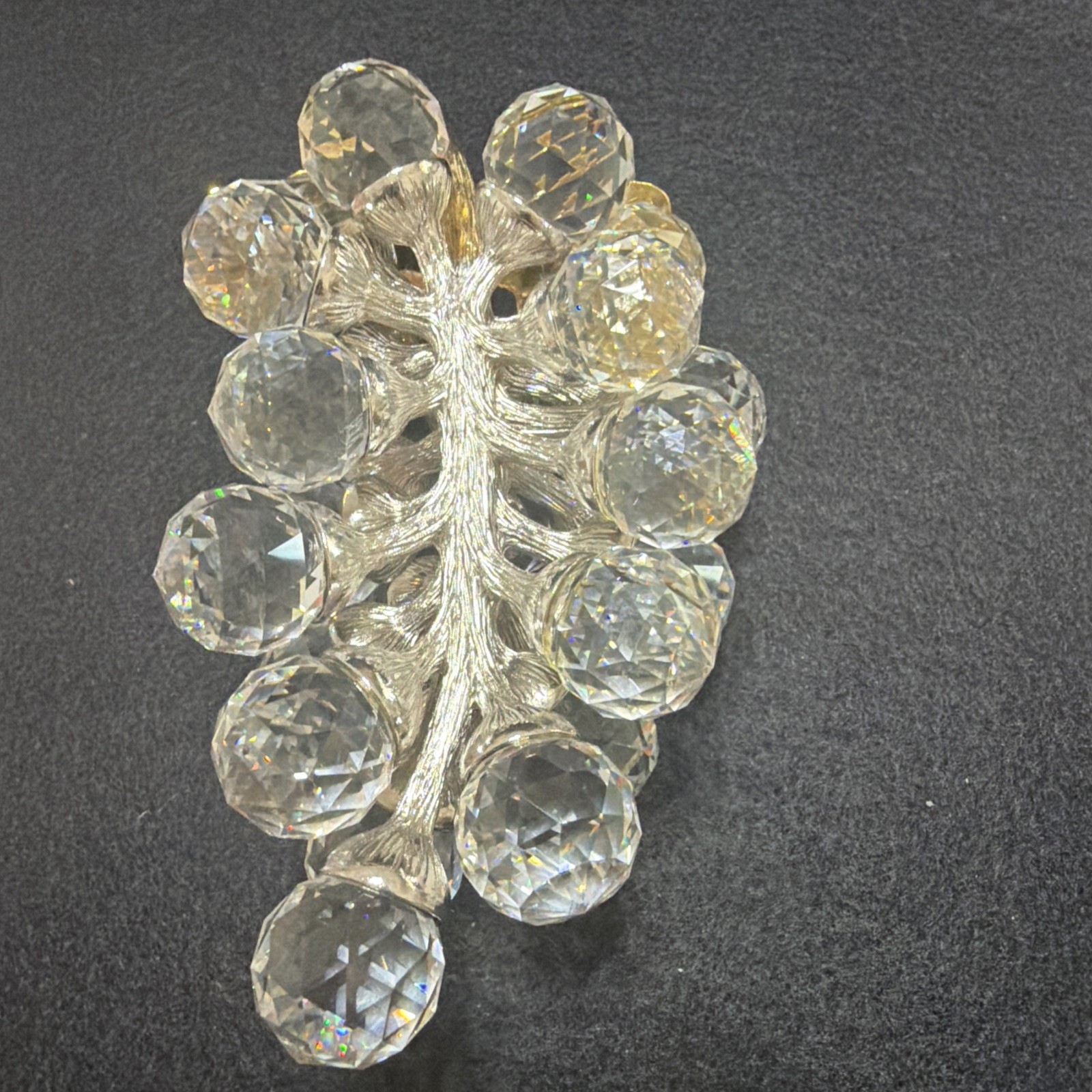 SWAROVSKI Crystal Sparkling Fruit Collection 29 Grapes Gold Leaf Stem *EXC!