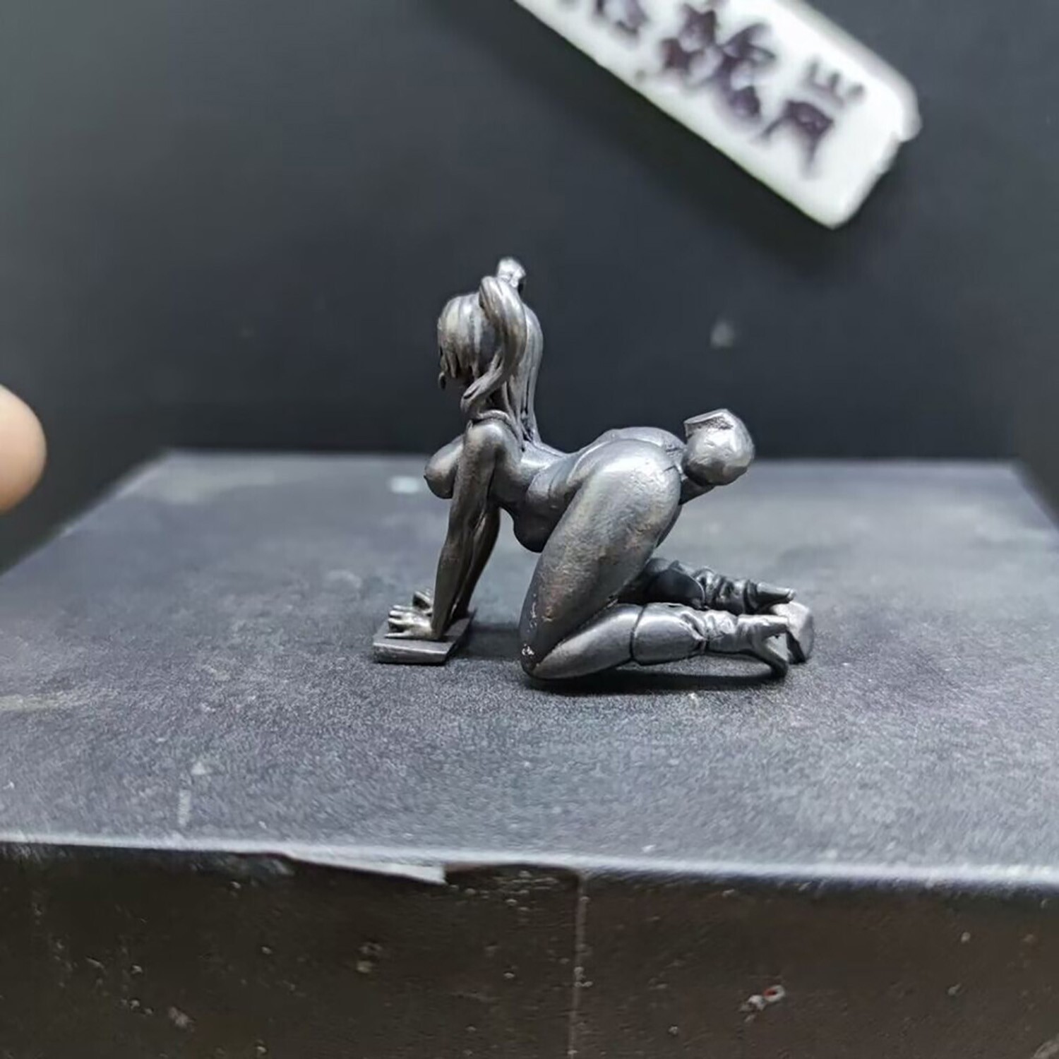 Black Pure Solid Bronze Beauty Nude Girl Wipe The Floor Hand Carved Model Statue