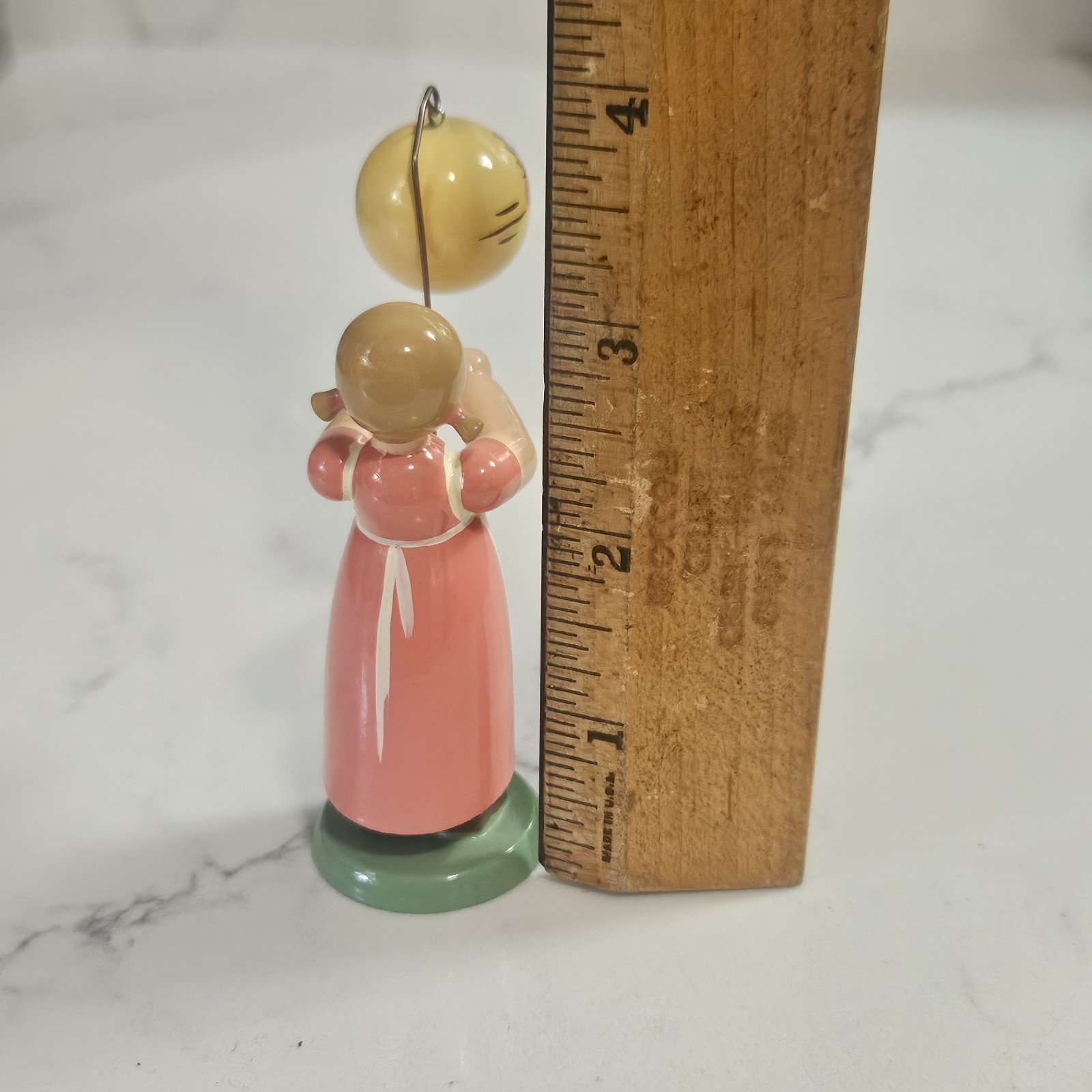 Vintage ERZGEBIRGE GERMANY GIrl w/ Face BALLOON Wooden FIGURE