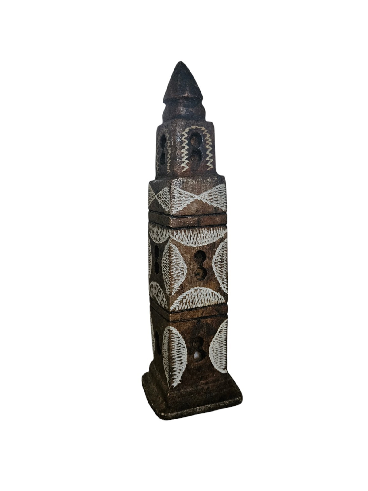 Moroccan Hand Carrved stone minaret Art sculpture, 1970s Era. 9″ X 2″ 1 Lb 8.7oz