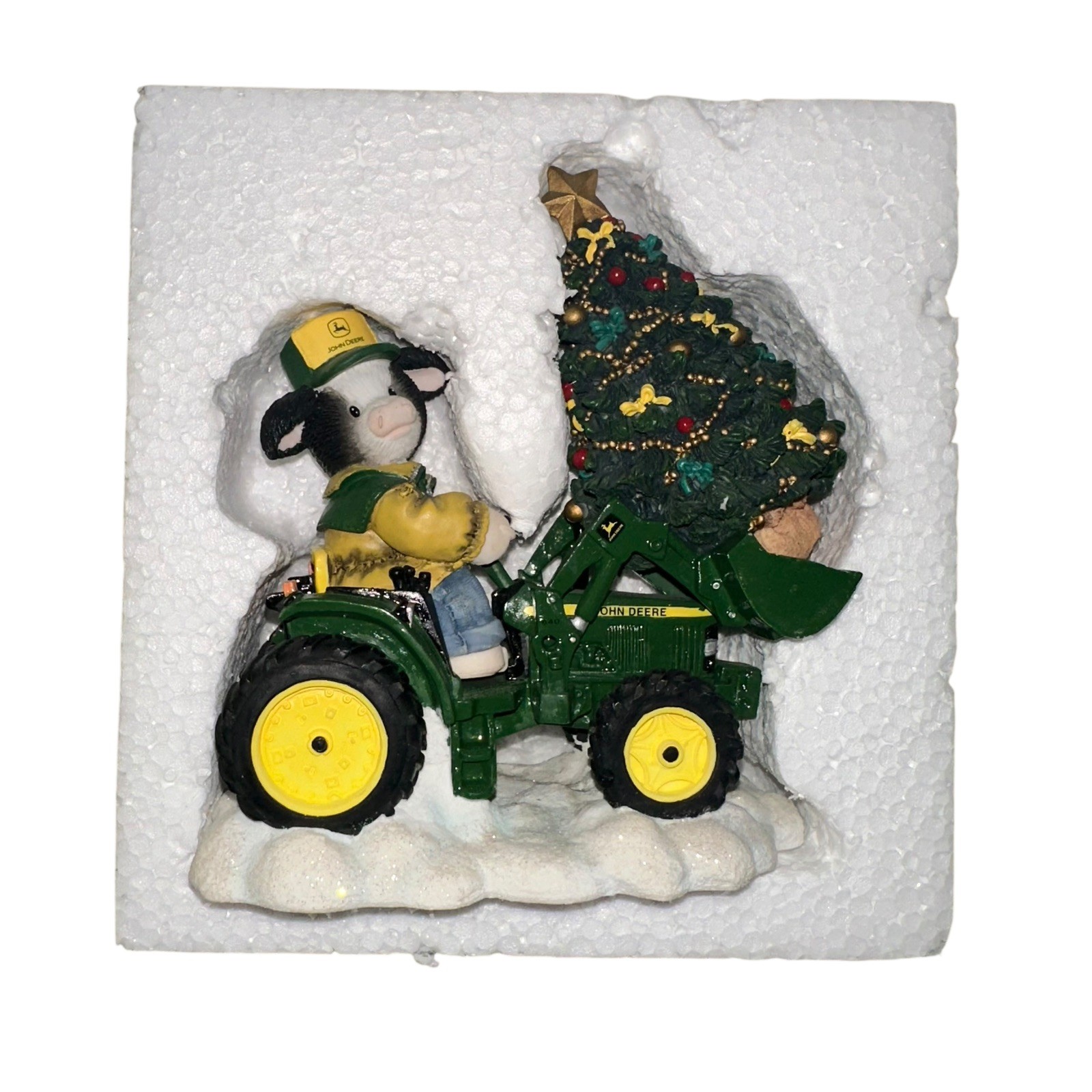 Mary’s Moo Moos Christmas Give Moo A Lift 864706 Deere Tractor w/box Boy & Tree