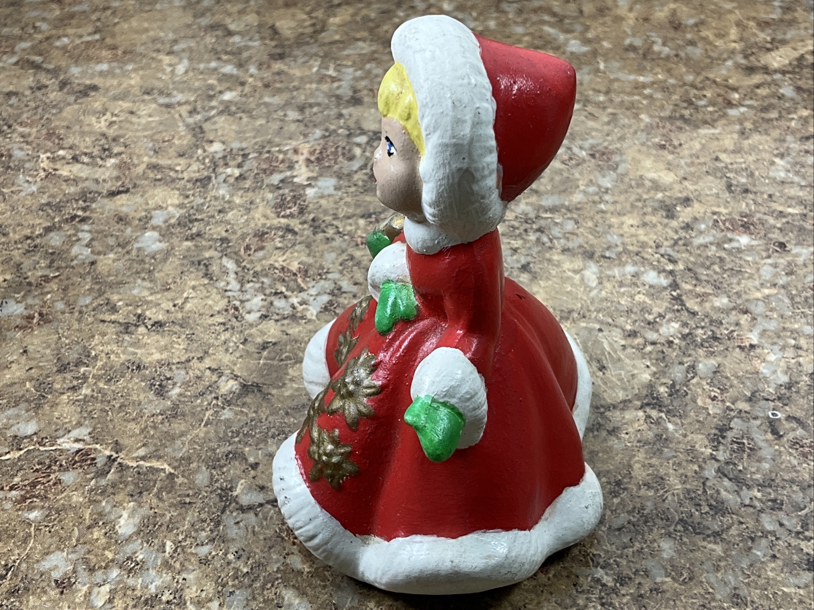 3 1950 Christmas Girl Red Poinsetta Dress Purse Hat Box & Green Gold Approx 3.5