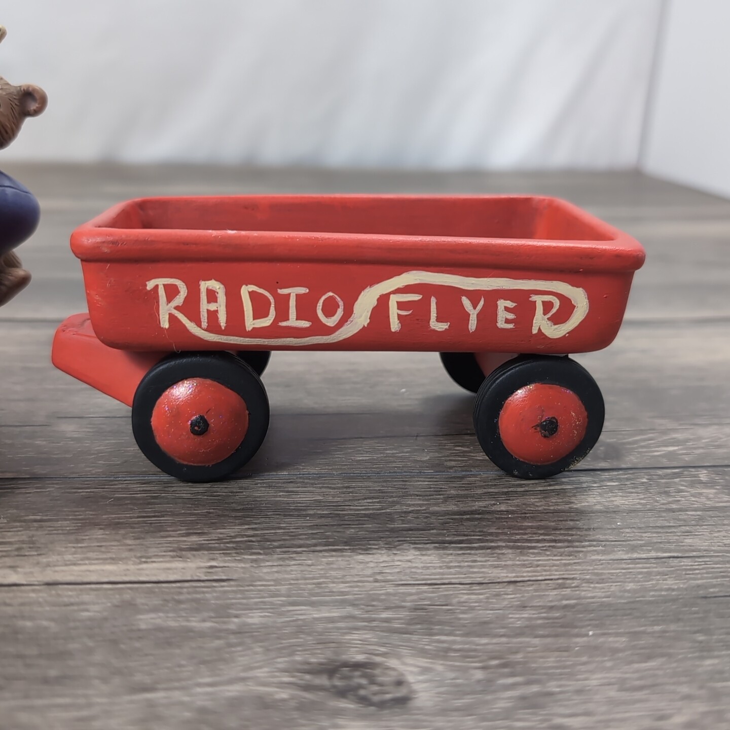 Vintage Ceramic Set Kids At Play Radio Flyer & Big Wheeler Red Hand Painted