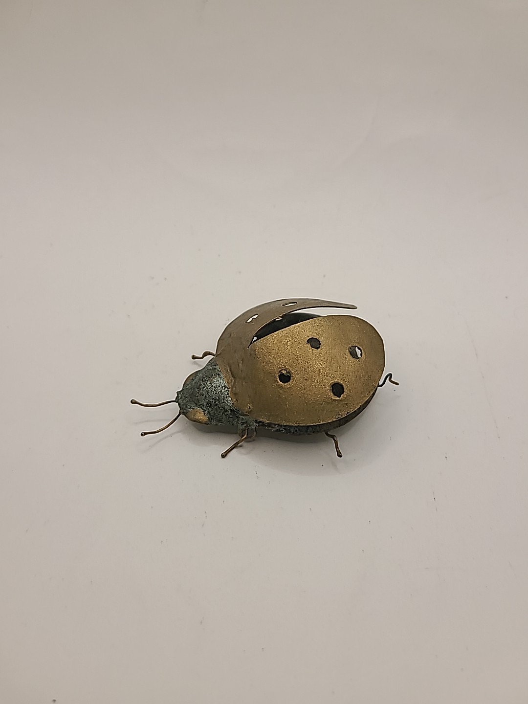Ladybug metal figurine handmade. 3.25 x 3 in.