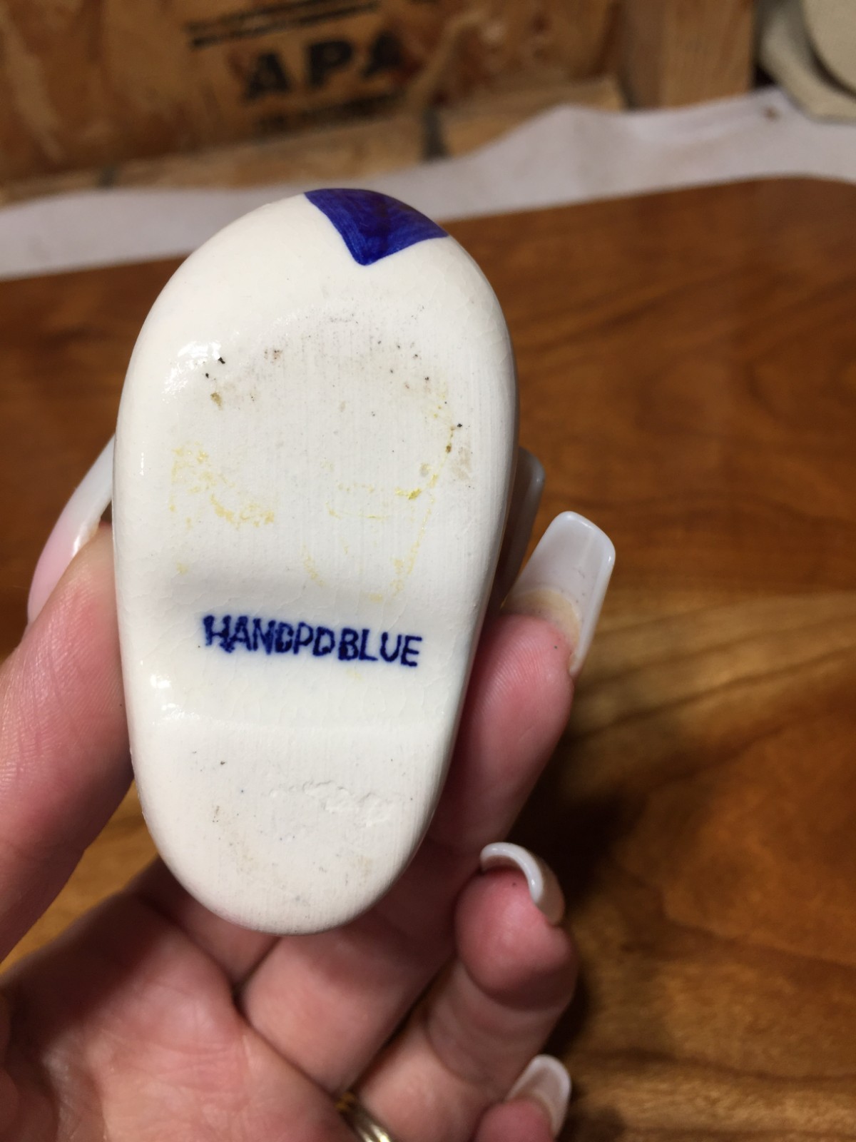 VTG Hand-Painted Delft Blue Porcelain Decorative Clog Holland 3.25″