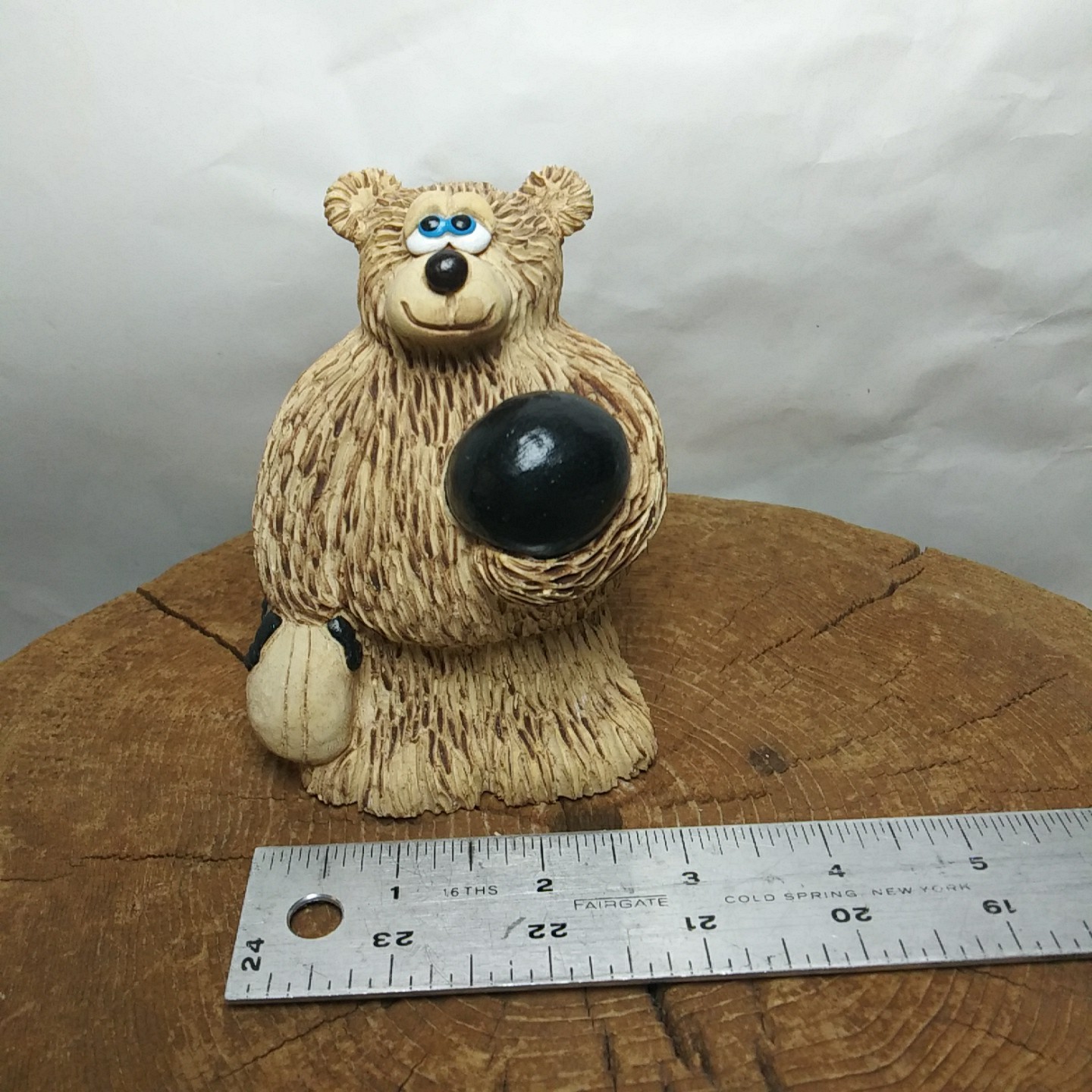 Imitating Life Figurine Going Bowling Bear Sheila Phillipp Handmade In USA