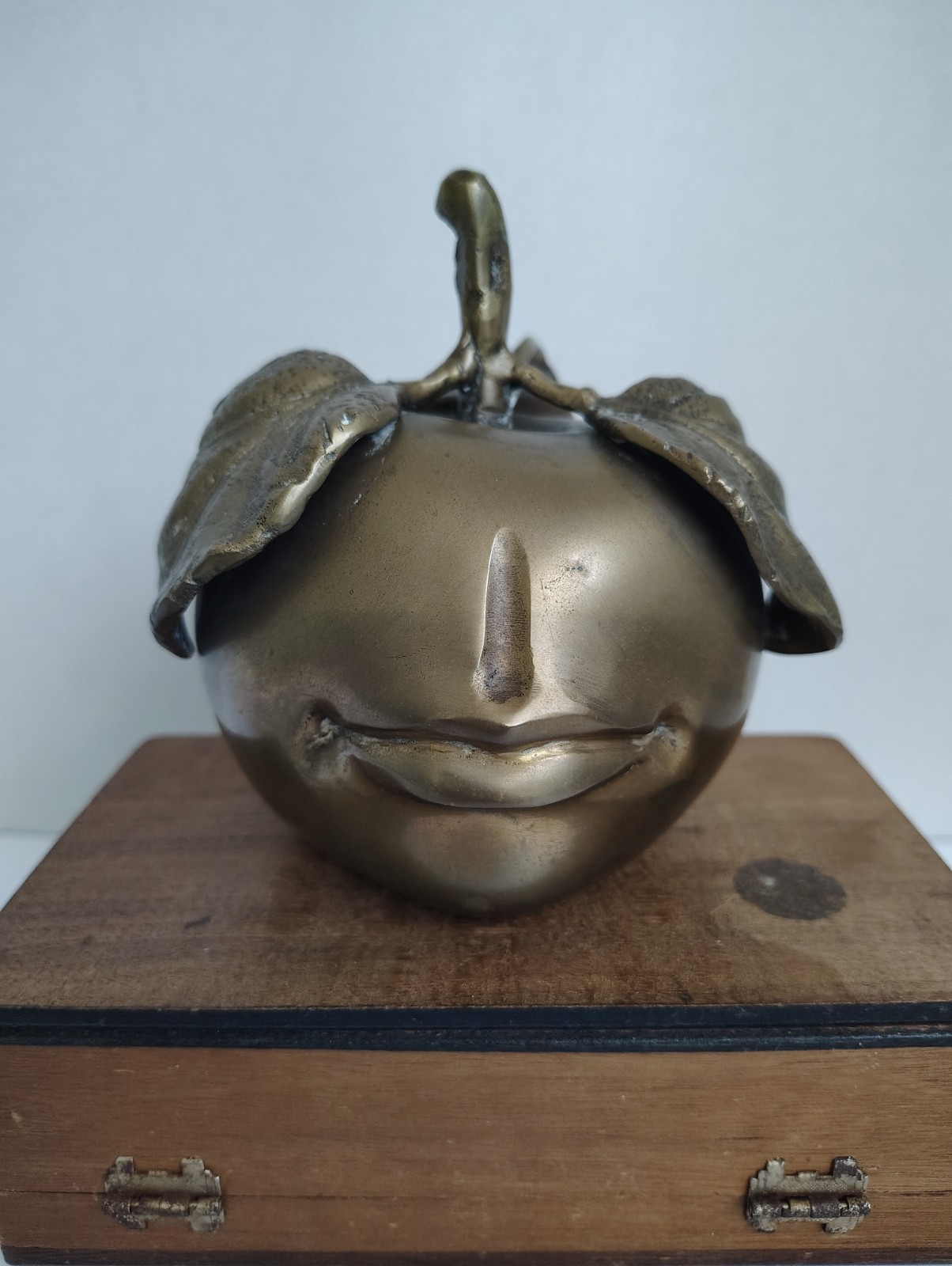 Surrealist Brass Apple Face Figure