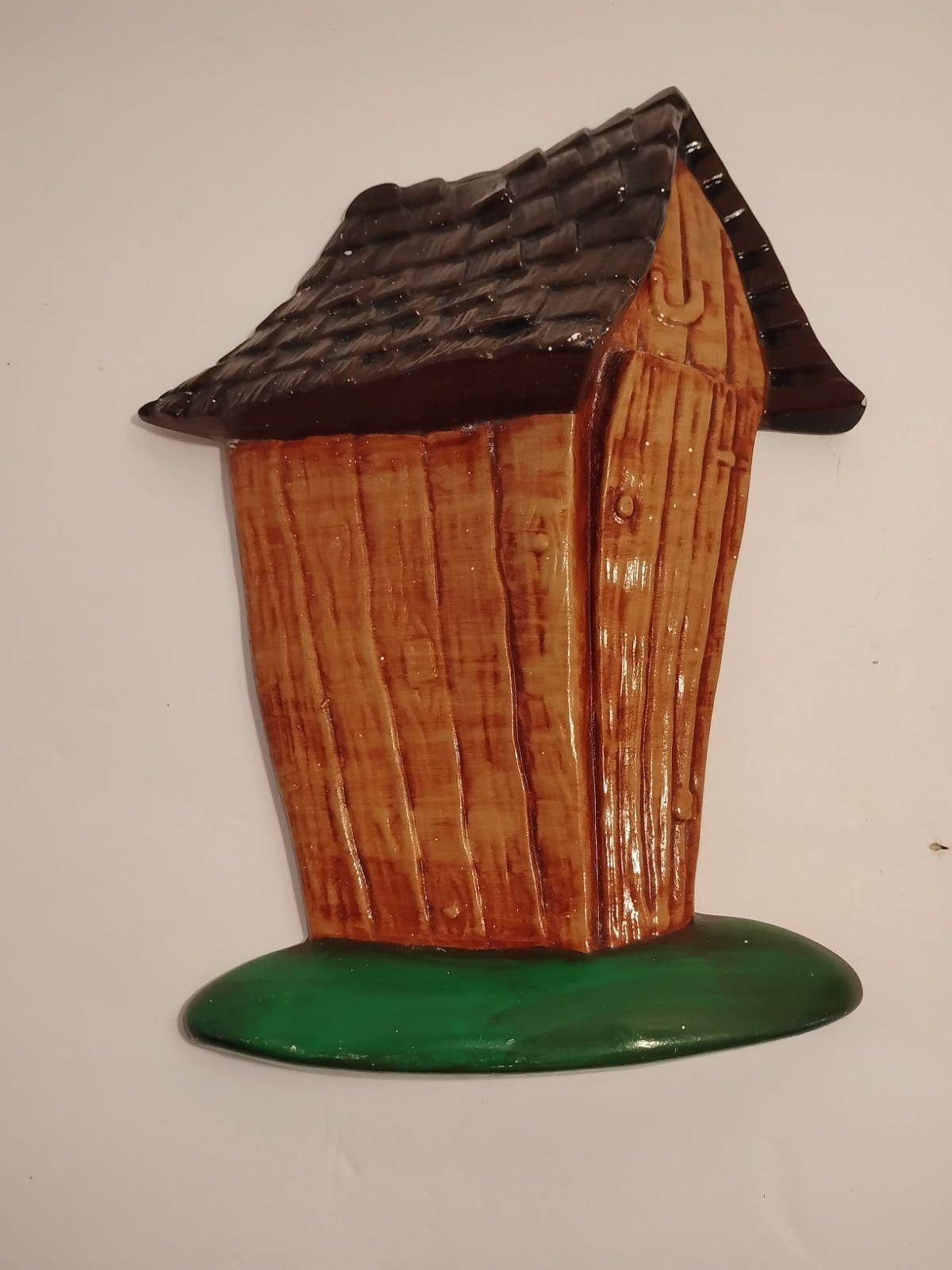 70s Outhouse Chalk ware Wall Hanging Horseshoe Good Luck Arnels Bathroom Decor