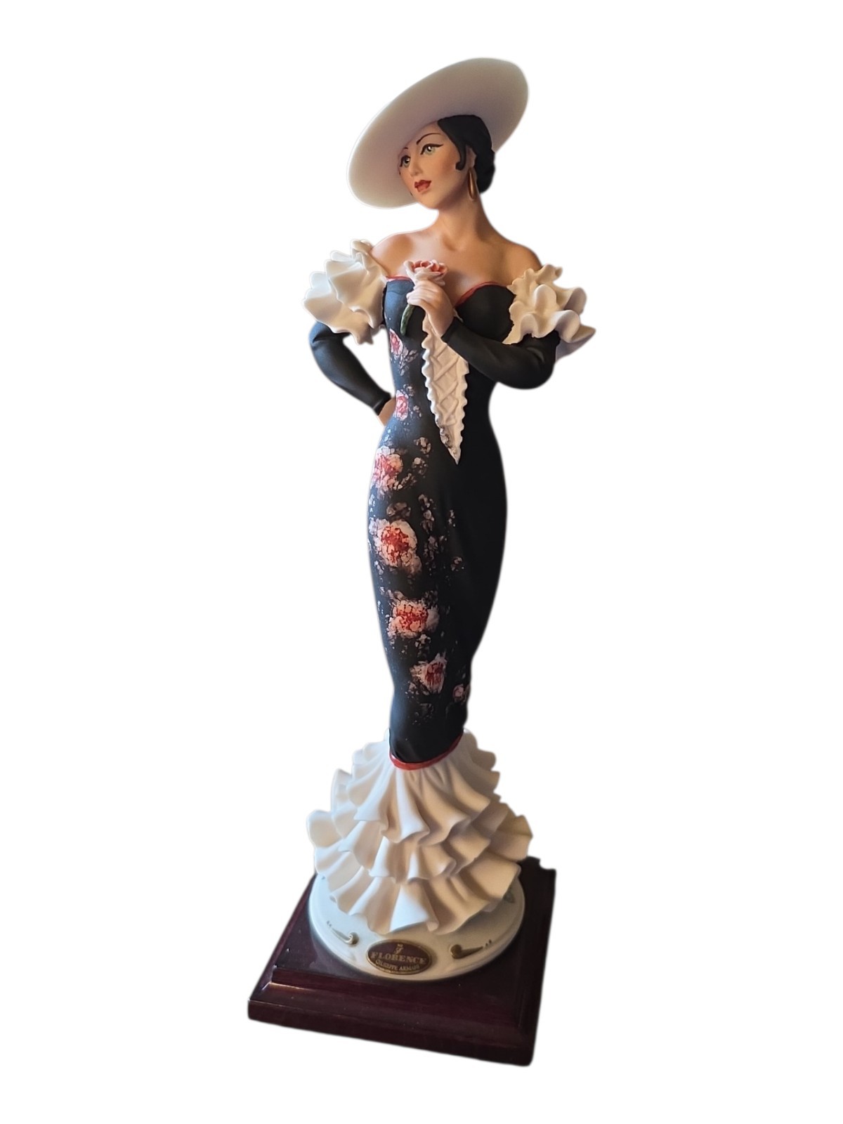 Giuseppe Armani Porcelain Lady Carmen Black Dress Sculpture Figurine Italy 0520C