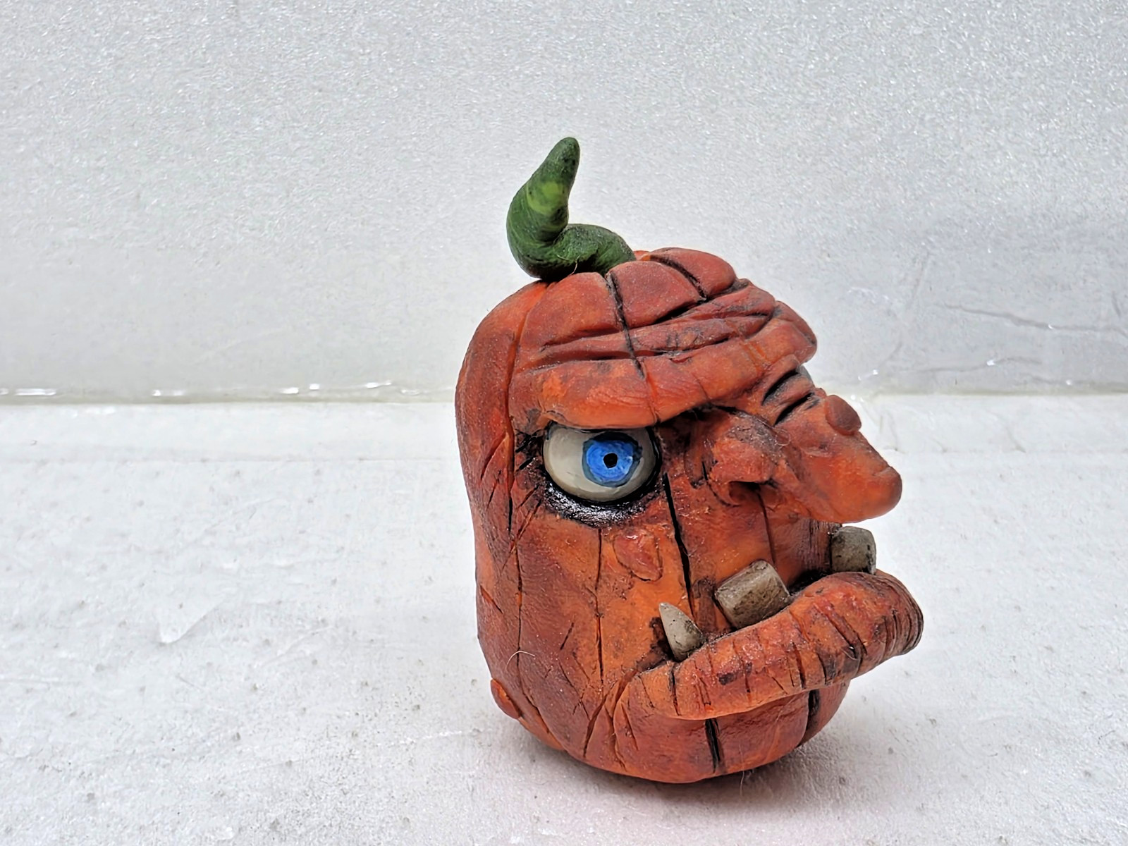 Ugly Polymer Clay Jack-O’-Lantern Handmade Sculptures Set Of 6