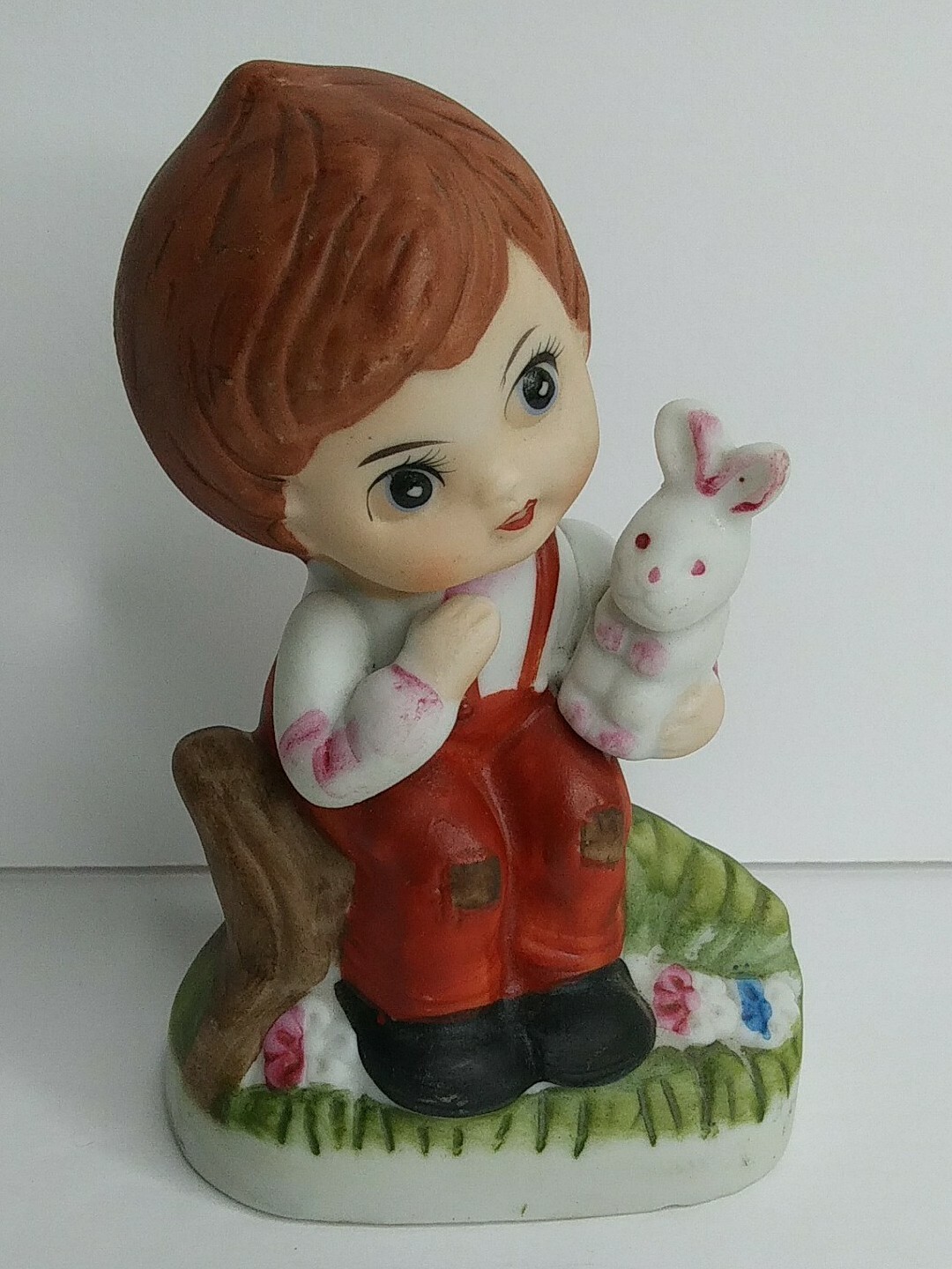 Vintage Unbranded Little Boy Rabbit Girl Cat Porcelain Figurines Set Korea Decor
