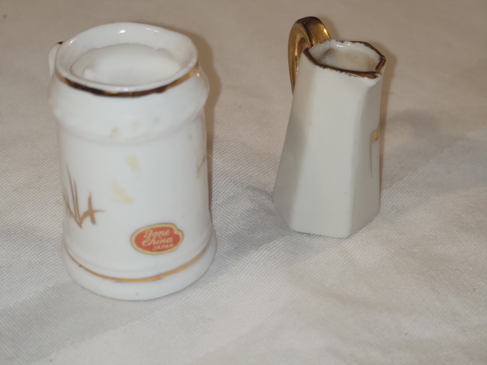 Vintage Bone China Gold Wheat Design Mini Ceramic Stein Mug & Pitcher Japan