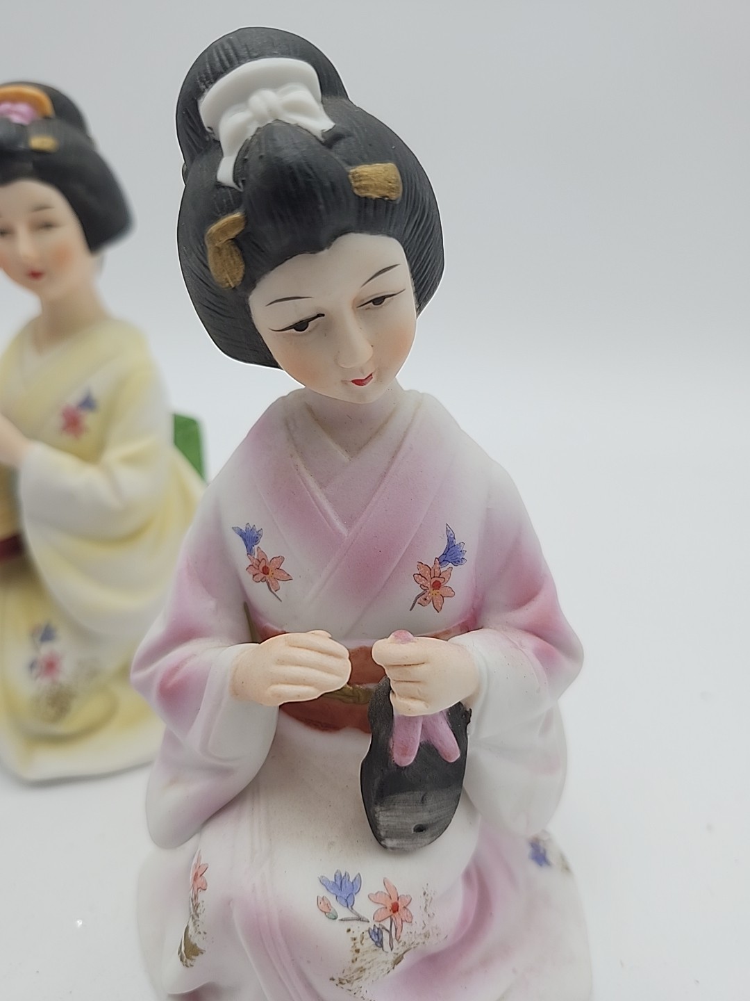 3 Vtg Japanese Geisha Girl Seizan Art Porcelain Figurines