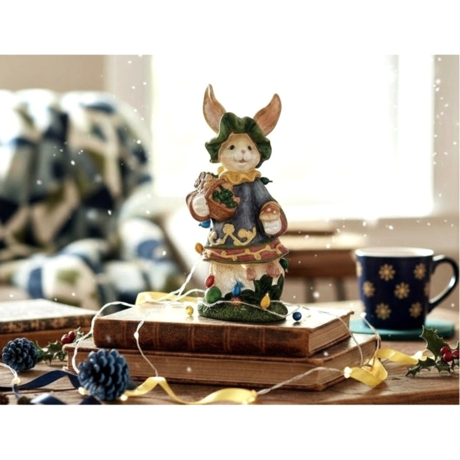 Vintage Rabbit Figurine Decor Cozy Home Accent Easter Spring Hobbit Decoration
