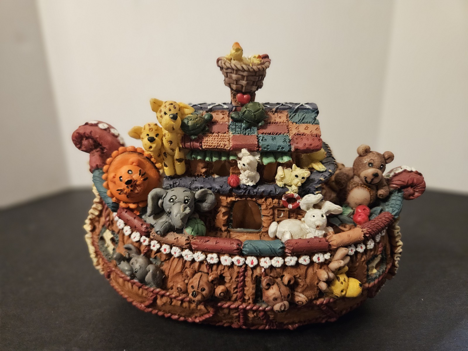 Noah’s Ark & Animals Resin Figurine Light With A Removable Lighted Switch Cord