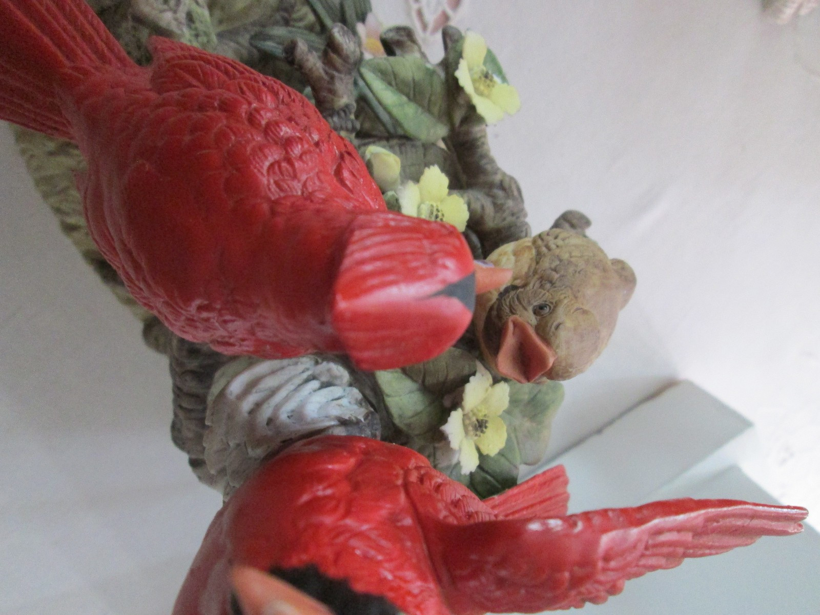 7 inch Cardinal Porcelain Figurine, Jonathon Byron, Broken Flower Petal, VTG