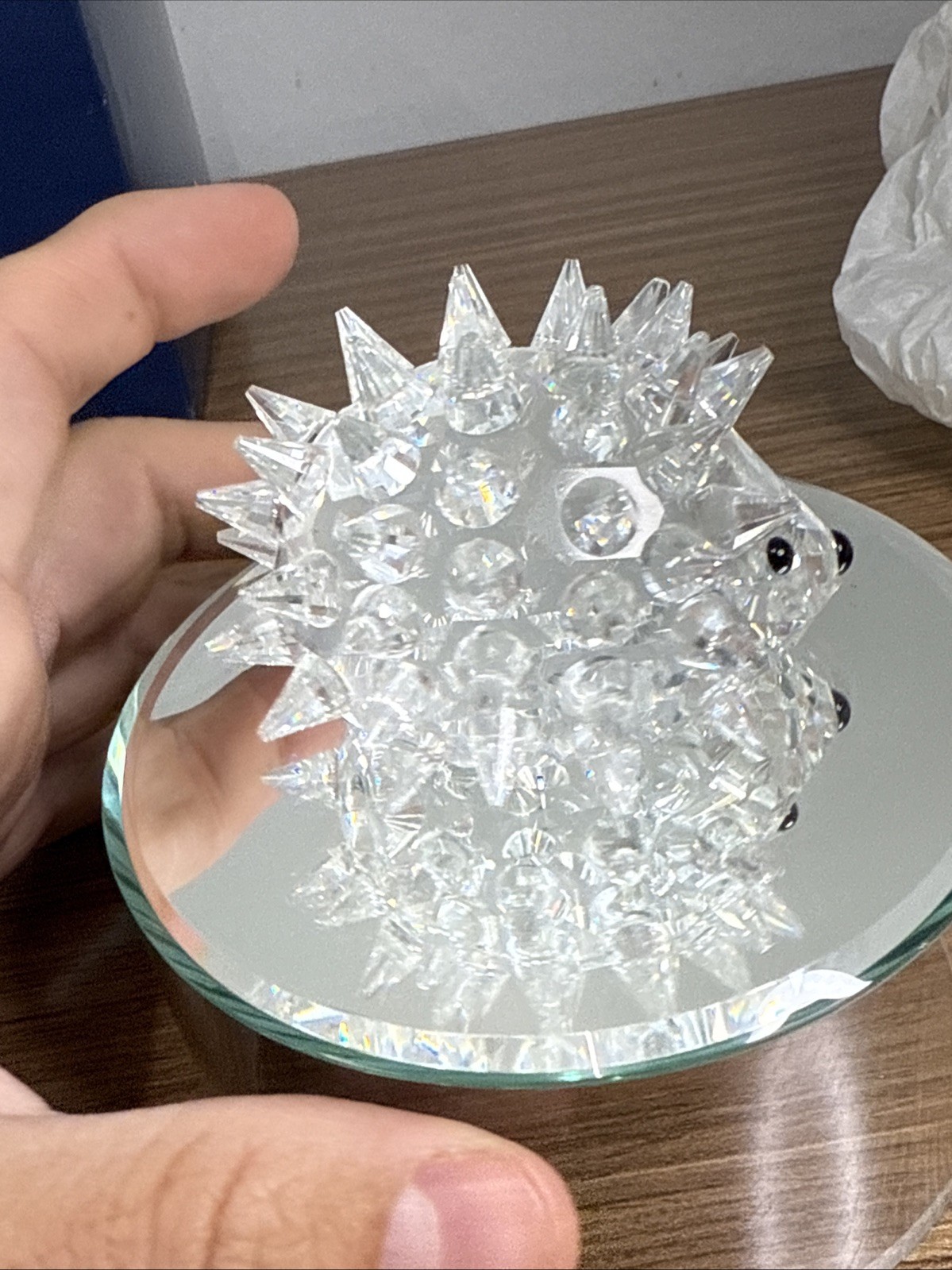 SWAROVSKI CLEAR GLASS CRYSTAL PORCUPINE FIGURINES SET OF 3