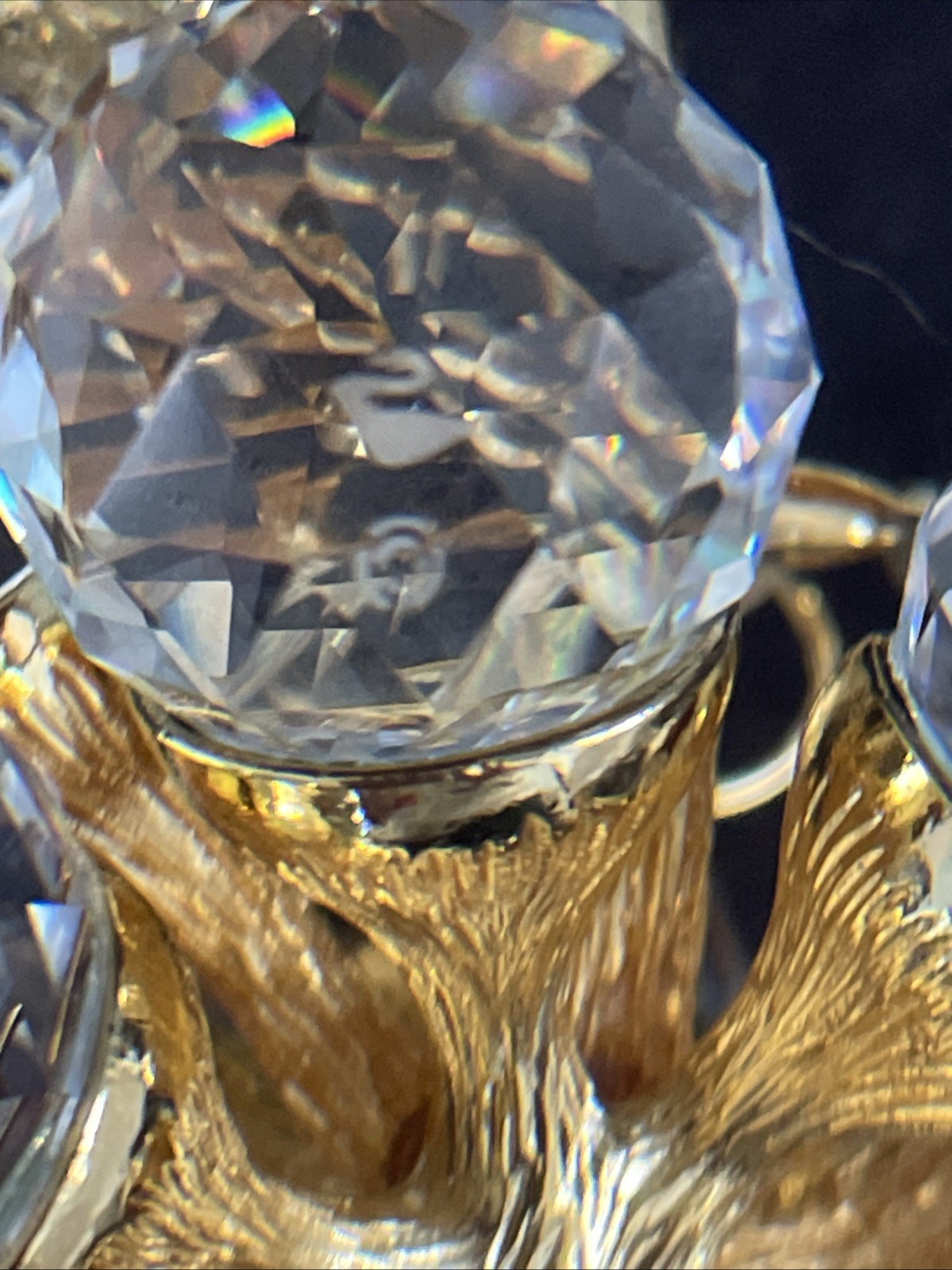 Swarovski Swan Logo Signed Crystal and Gold 29 Grapes Cluster Sparkling Fruit