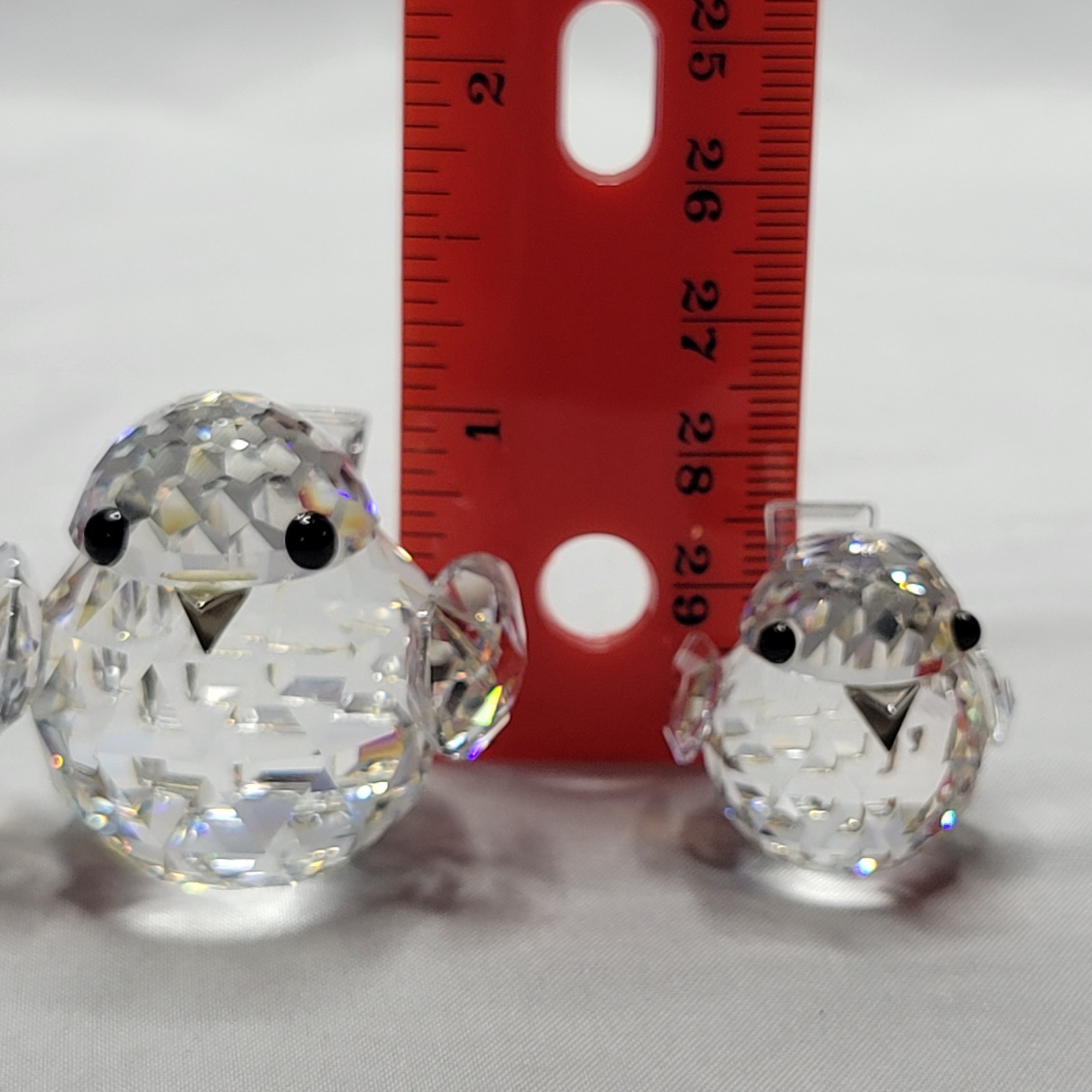 Swarovski Silver Crystal Sparrows Pair Metal Beaks 1 large 1 small w/ mirror