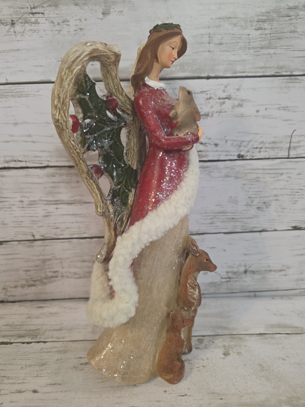 : Valerie Parr Hill Frosted Woodland Angel Figurine 12″ Deer Bunny Fox Owl QVC