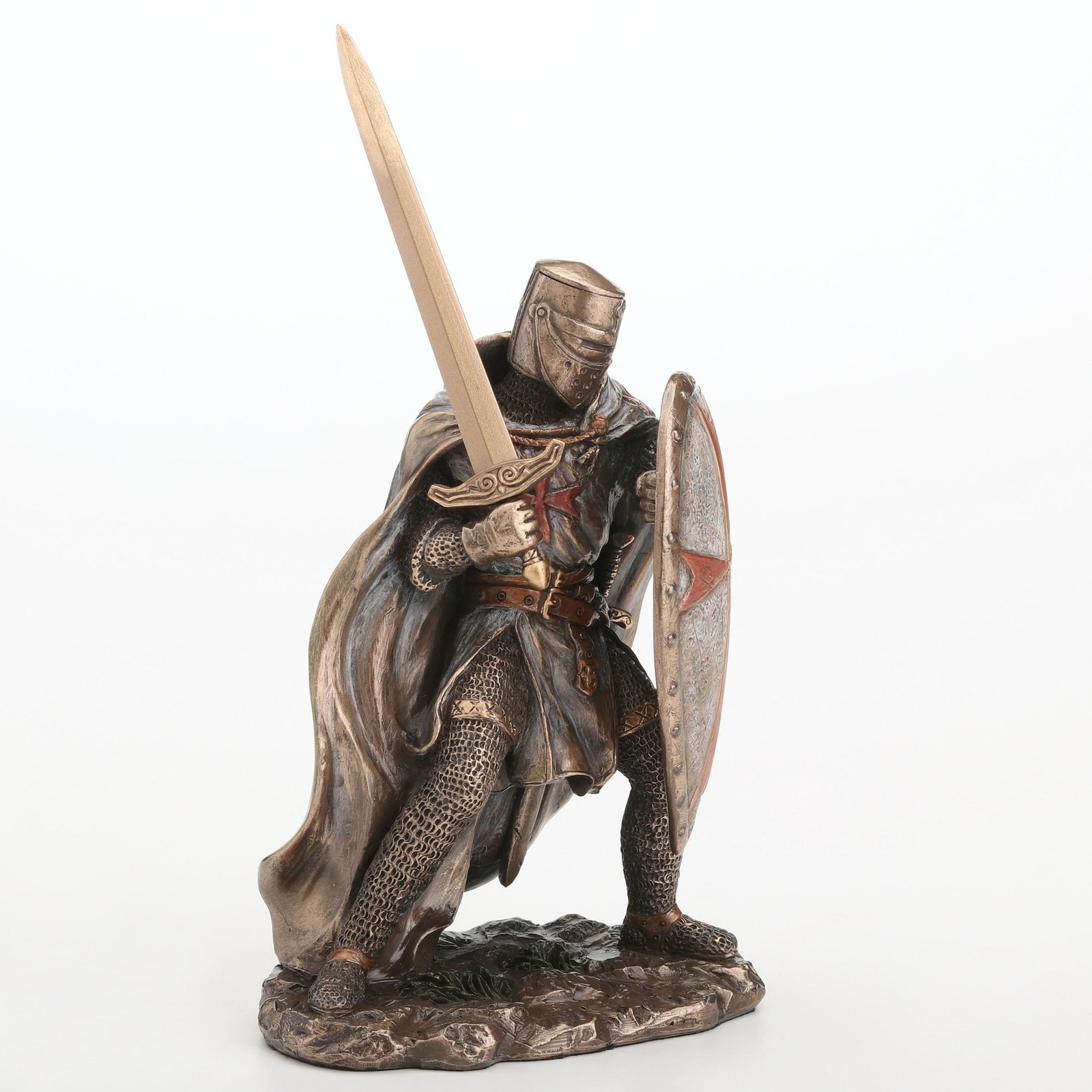 Veronese 7.875″Knights Templar Crusader Sword & Shield Cold Cast Resin Sculpture