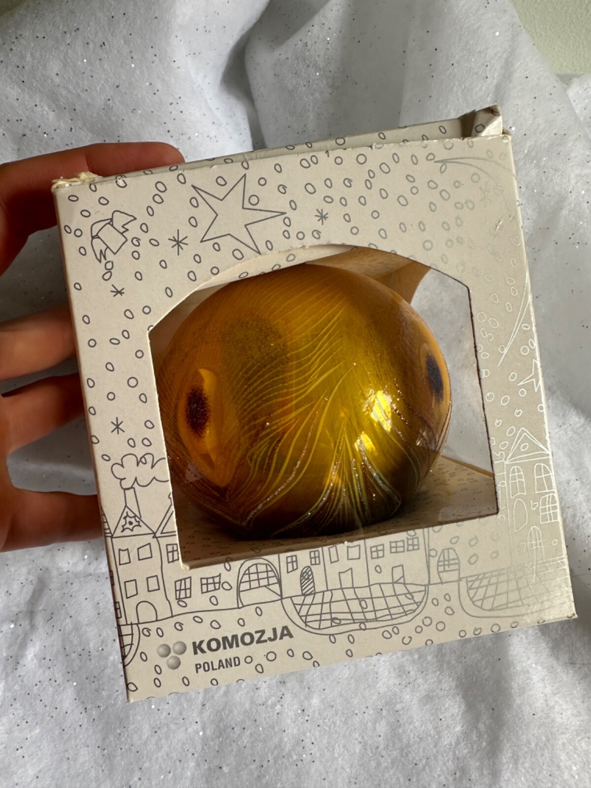 Metropolitan Museum of Art (MMA) Gold Tiffany PEACOCK FEATHER ORNAMENT HANDBLOWN