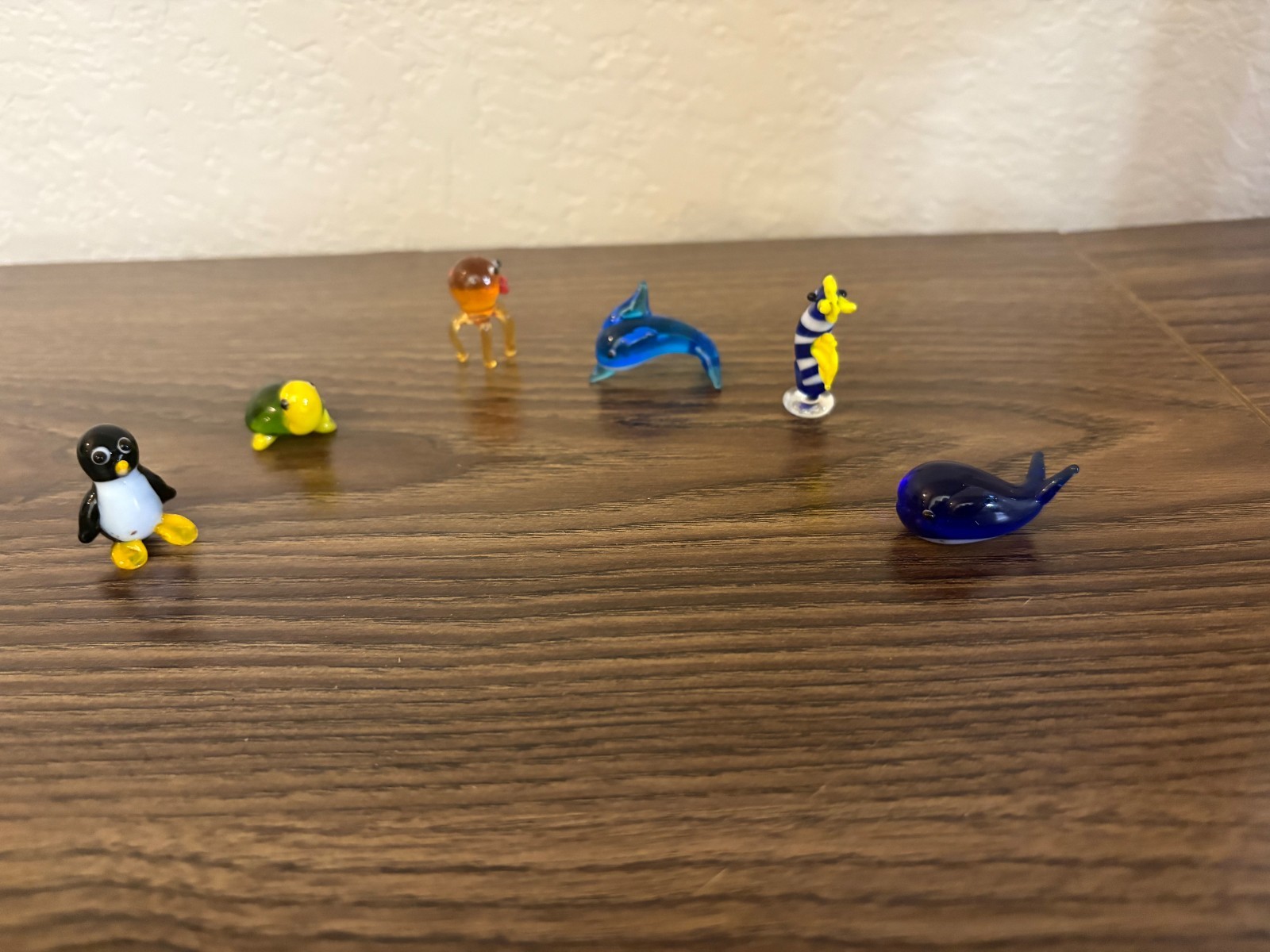 Miniture Glass Sealife Figurines with 6 Sealife Creatures