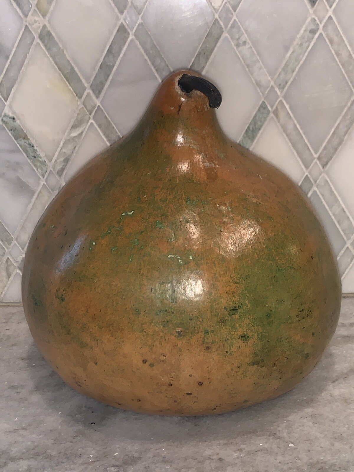 Vintage Colleen Abernathy Handpainted Fat Gourd Pear 8”Diameter 8.5”T